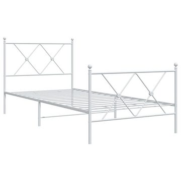vidaXL Bett Bettgestell mit Kopf- und Fußteil Metall Weiß 90x200 cm