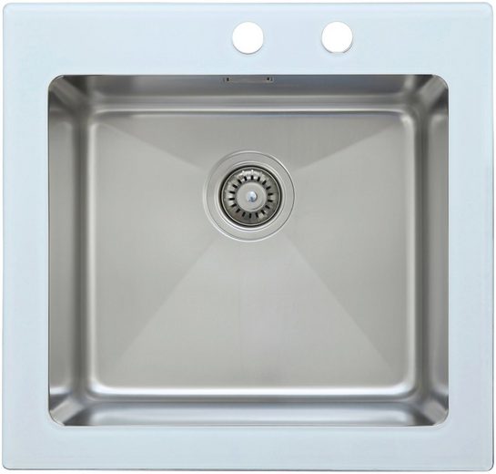 RESPEKTA Küchenspüle, 55/53 cm, Hahnloch und 1 Excenter-Loch