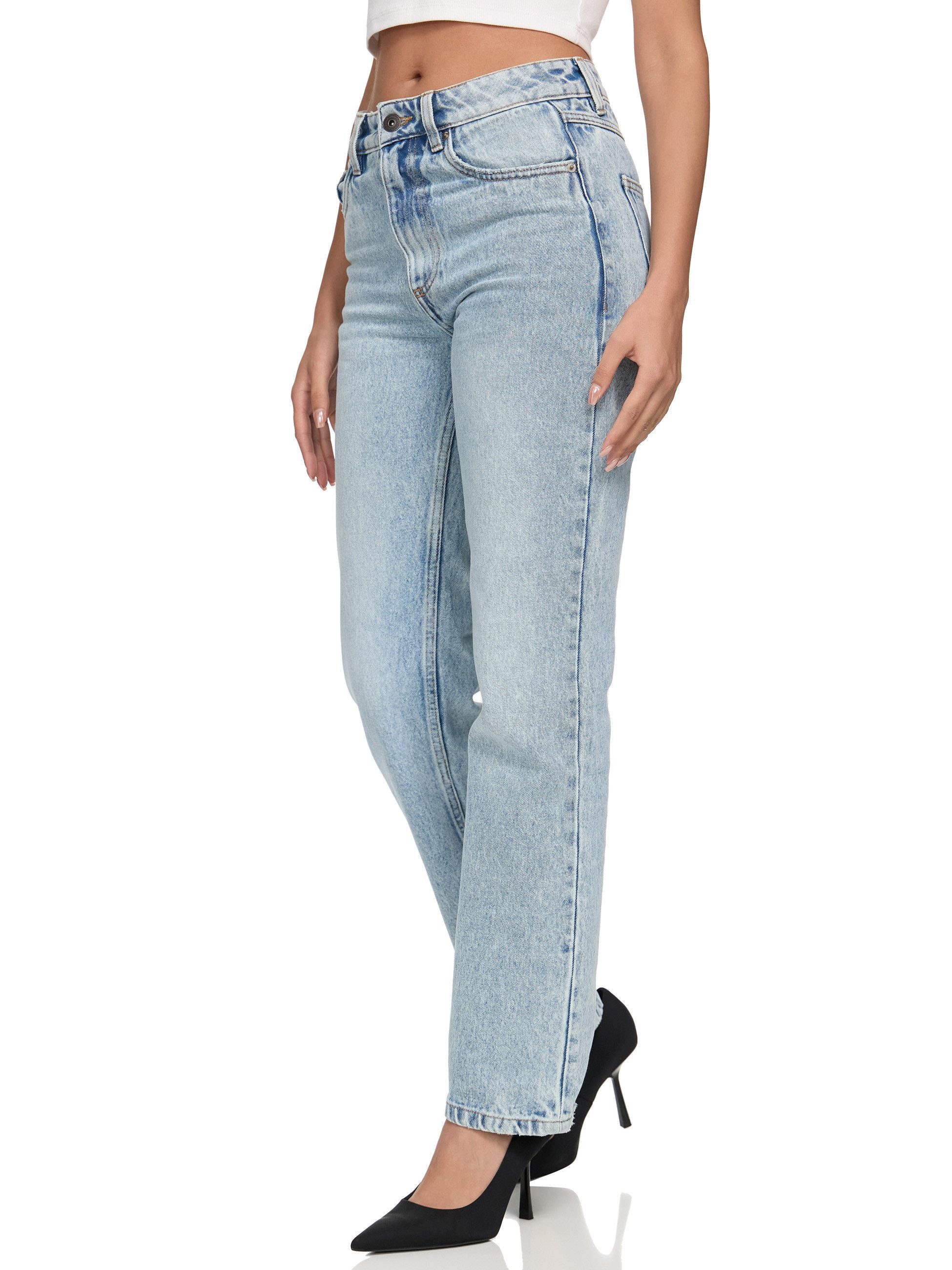 REPUBLIX Loose-fit-Jeans FAITH Damen Mid Waist Loose-fit Denim Jeans Basic
