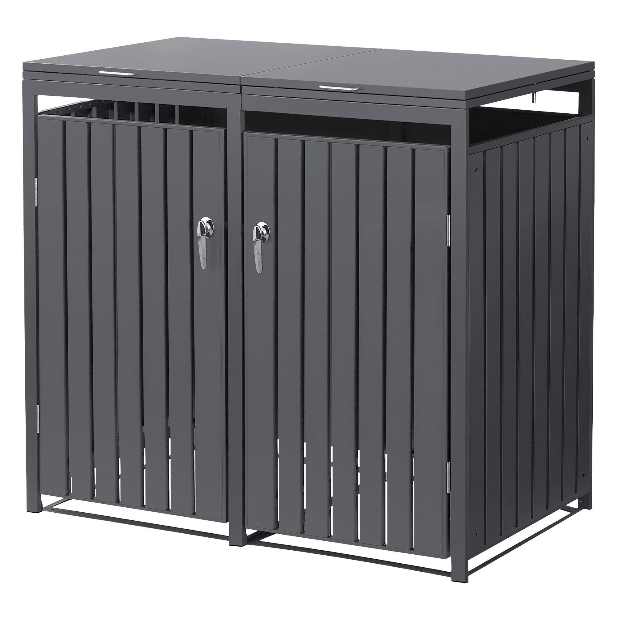 ML-DESIGN Mülltonnenbox Müllbox aus Stahl wetterfeste Mülltonnen Verkleidung Mülltonnengarage, Mülltonnencontainer mit Klappdeckel/Tür für 2 Tonne 120 oder 240 Liter