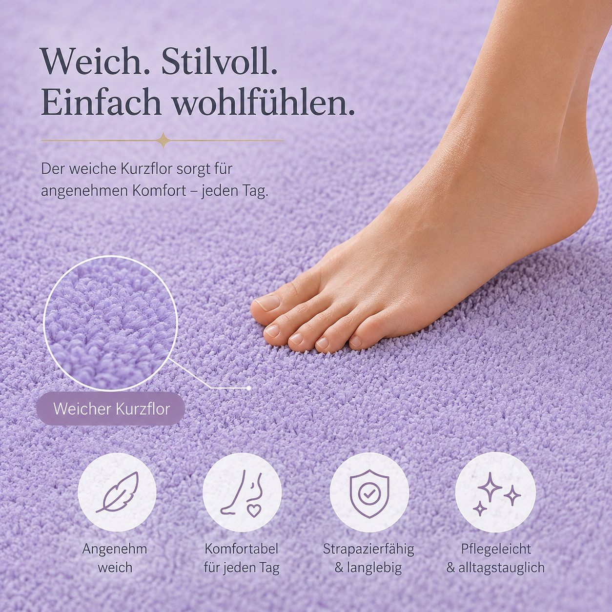 Lochas Designteppich Kurzflor Teppich Uni Schwarz – Weich, rutschfest & waschbar – Bild 5 von 5
