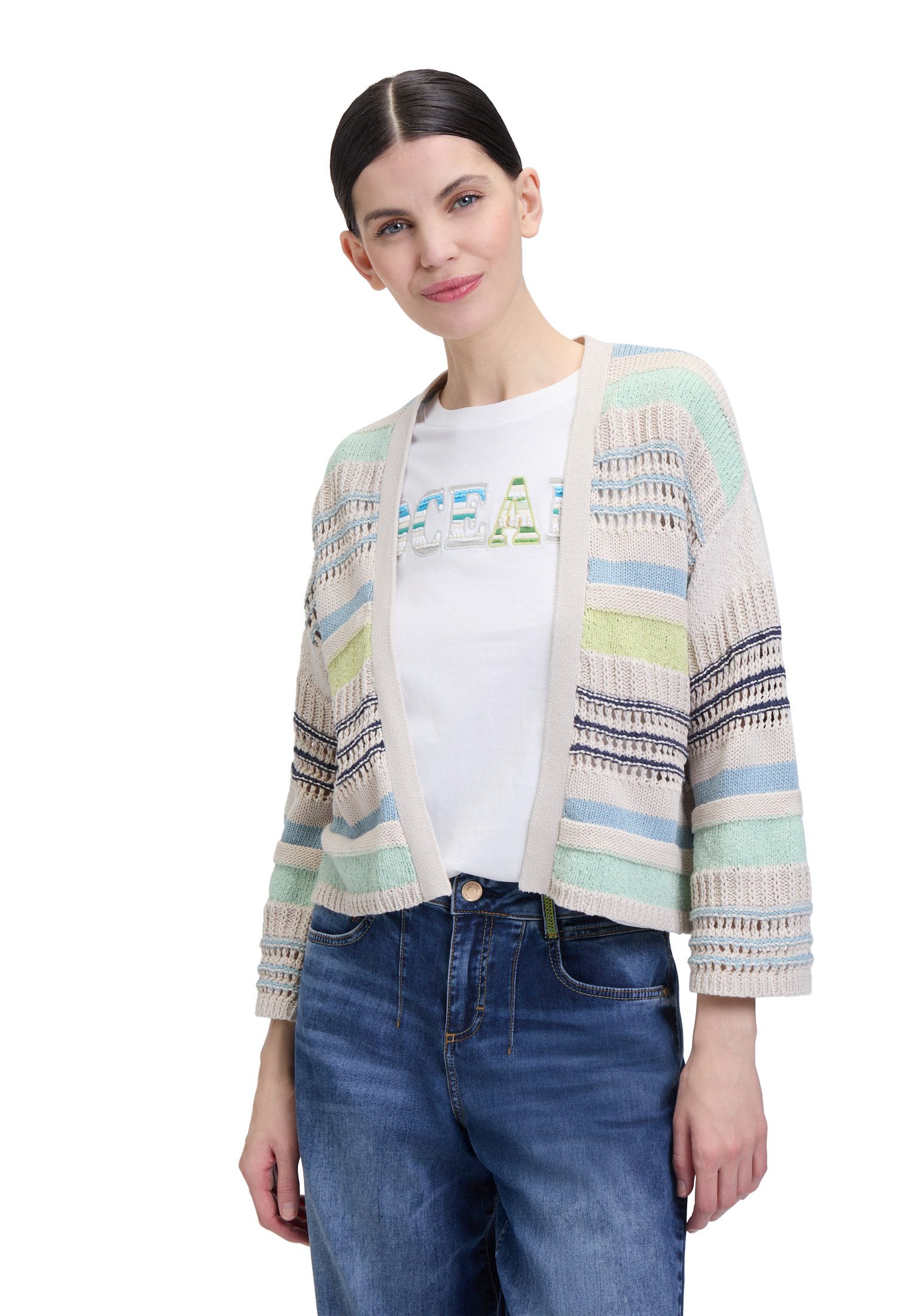 Cartoon Strickjacke Damen Strick-Cardigan mit Color Blocking (1-tlg) Strukt günstig online kaufen