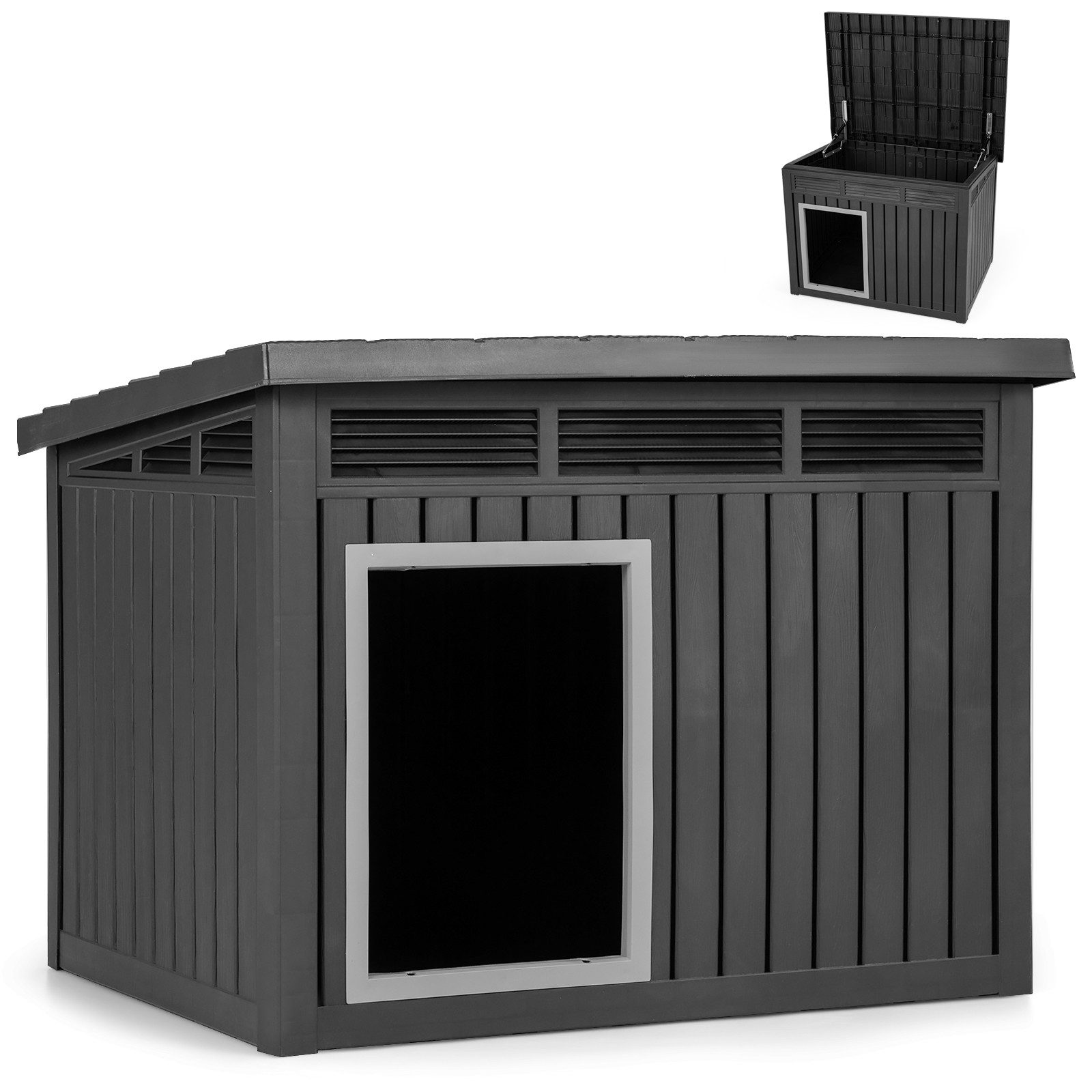 COSTWAY Hundehütte, Hundehaus, mit Schrägdach, für Outdoor & Indoor