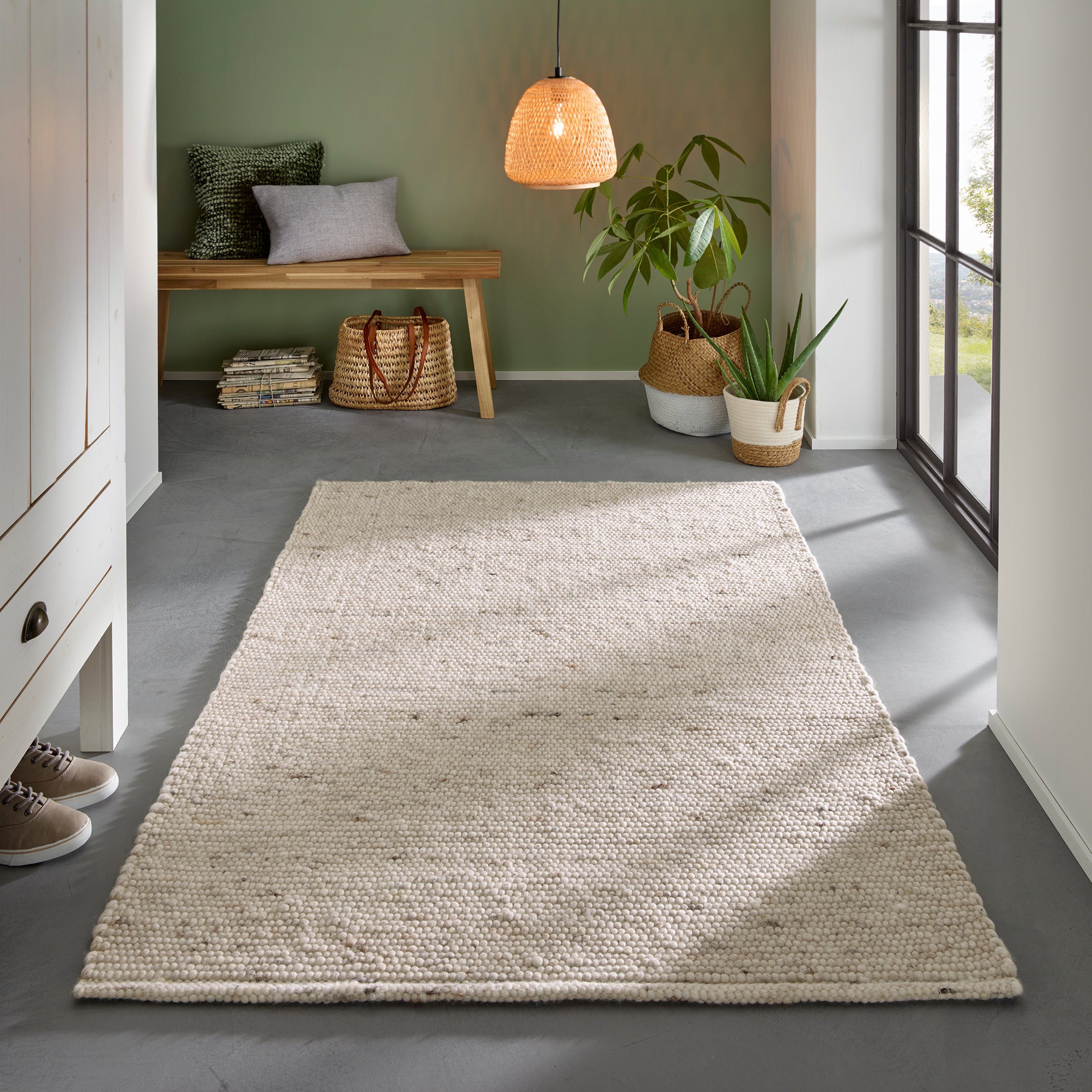 TaCa Home Wollteppich Gewalkter Handweb Woll-Teppich, günstig online kaufen