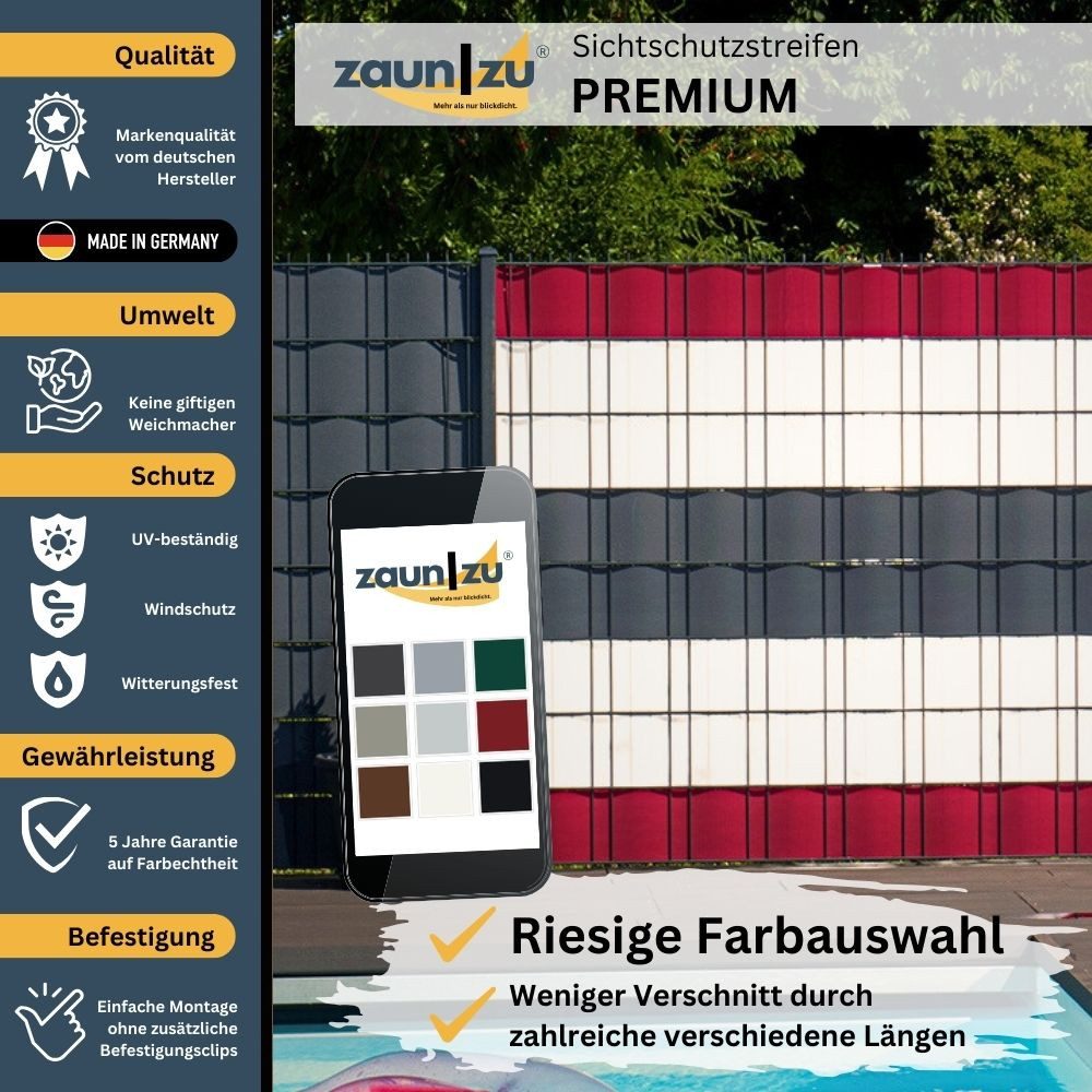 zaunzu Sichtschutzstreifen Premium für Doppelstabmatten Zaunblende günstig online kaufen
