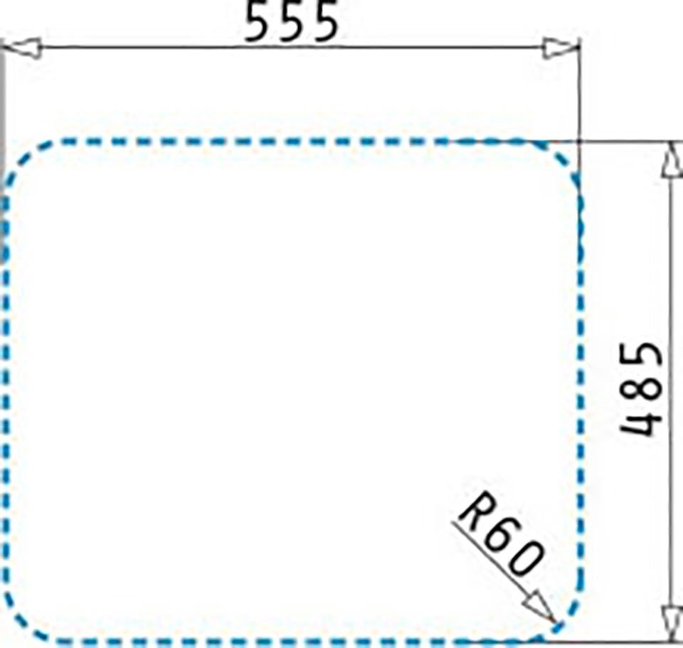 Edelstahlspüle, 57,5/50,5 rechteckig, cm Pyramis