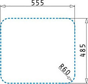 Pyramis Edelstahlspüle, rechteckig, 57,5/50,5 cm