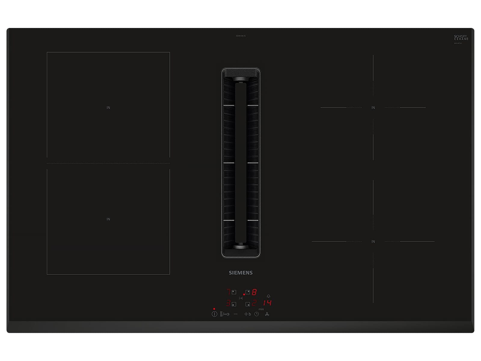 SIEMENS Kochfeld mit Dunstabzug ED851BS16E, Powerboost-Funktion, Timer, TouchControl-Bedienung