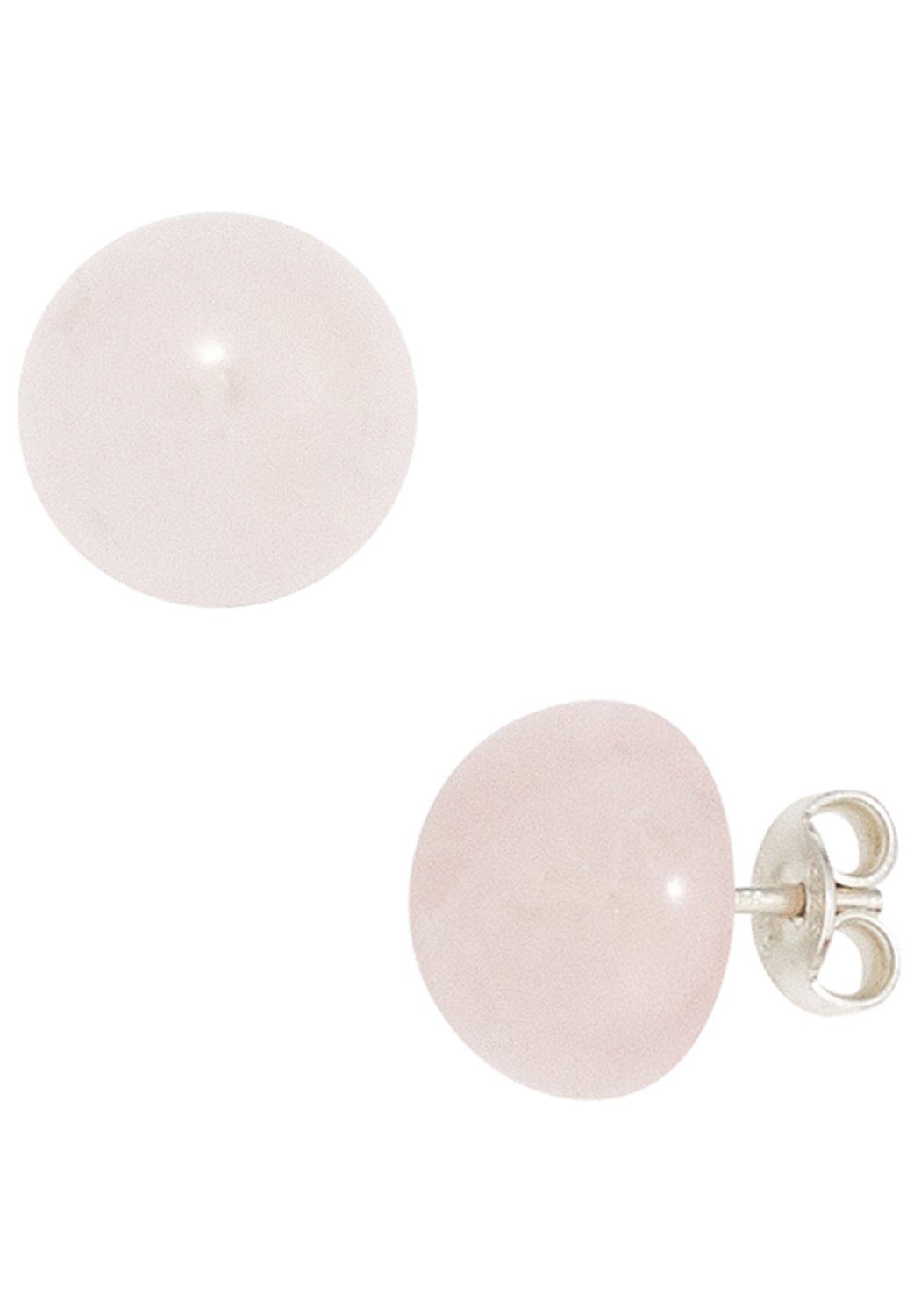 JOBO Paar Ohrstecker, rund 925 Silber mit Rosenquarz günstig online kaufen