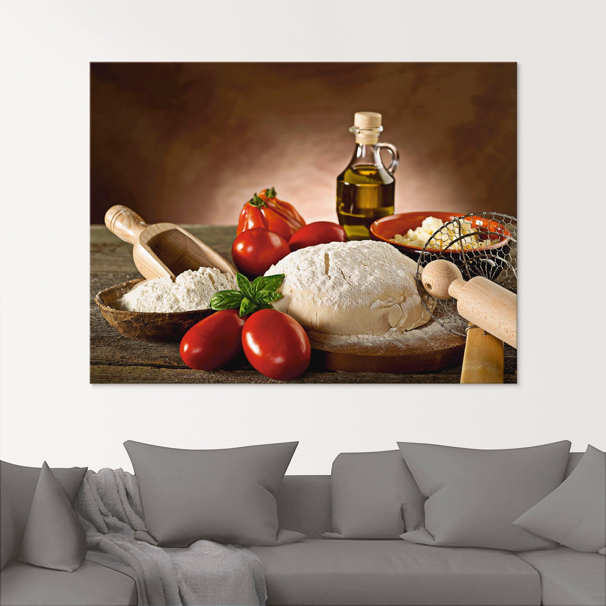 Artland Glasbild Teig für Pizza, Lebensmittel (1 St), in verschiedenen Größ günstig online kaufen