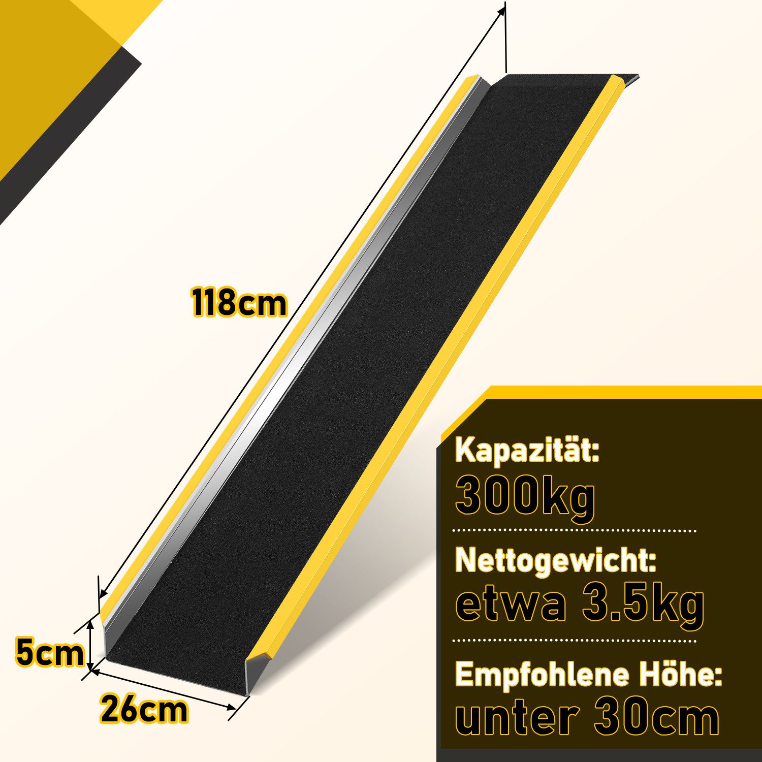 Clanmacy Auffahrrampe 2X Auffahrrampen Anhängerrampe 300kg Pro Stück für Motorrad PKW Quad (2-St)