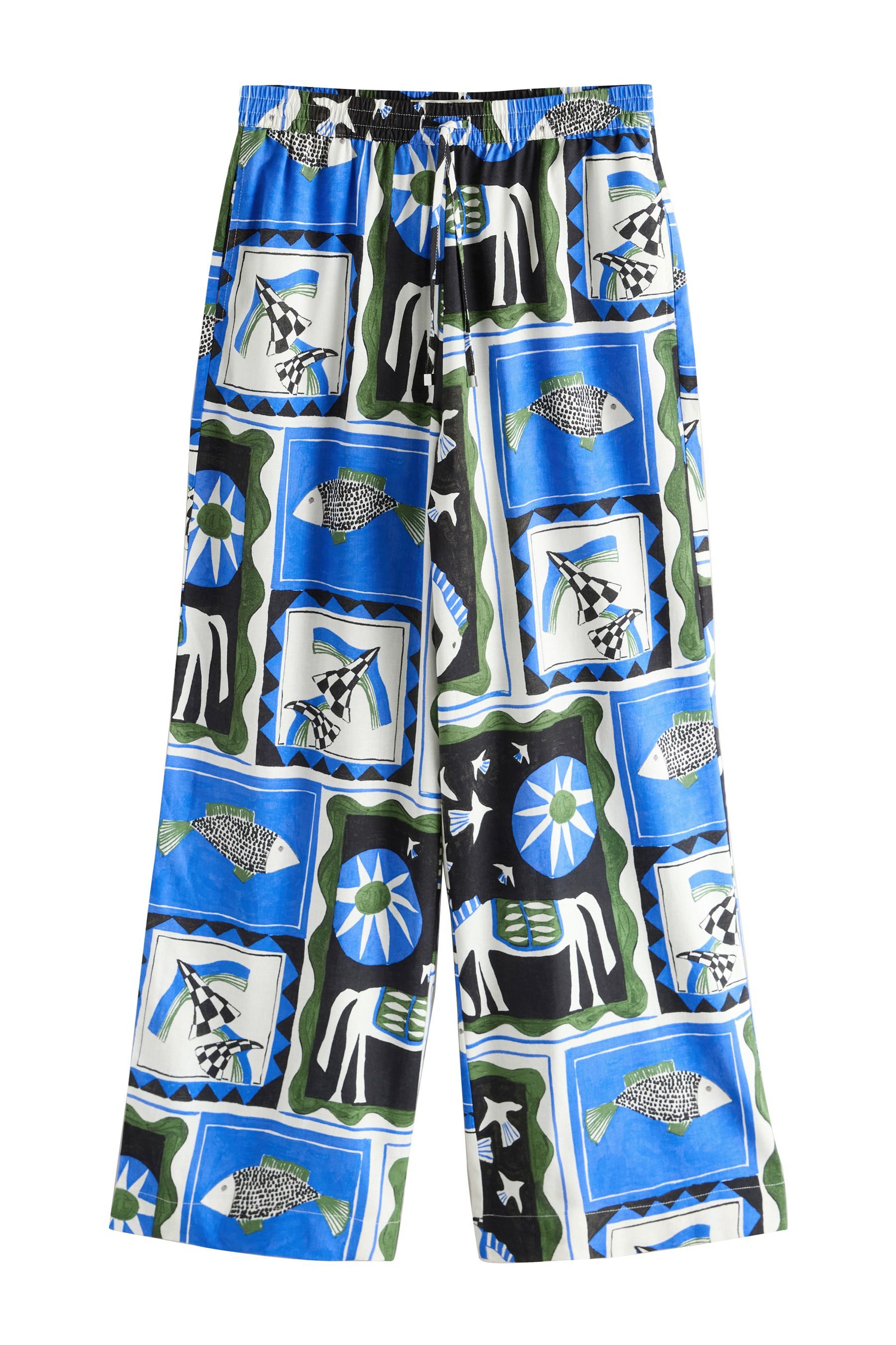 Next Palazzohose Schlupfhose mit weitem Bein und Leinen, Kurzgröße (1-tlg)