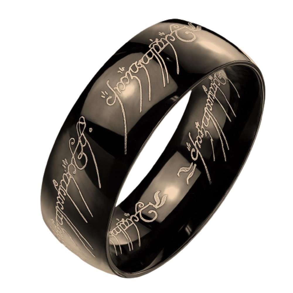 BUNGSA Fingerring Ring mit elbischem Schriftzug schwarz aus