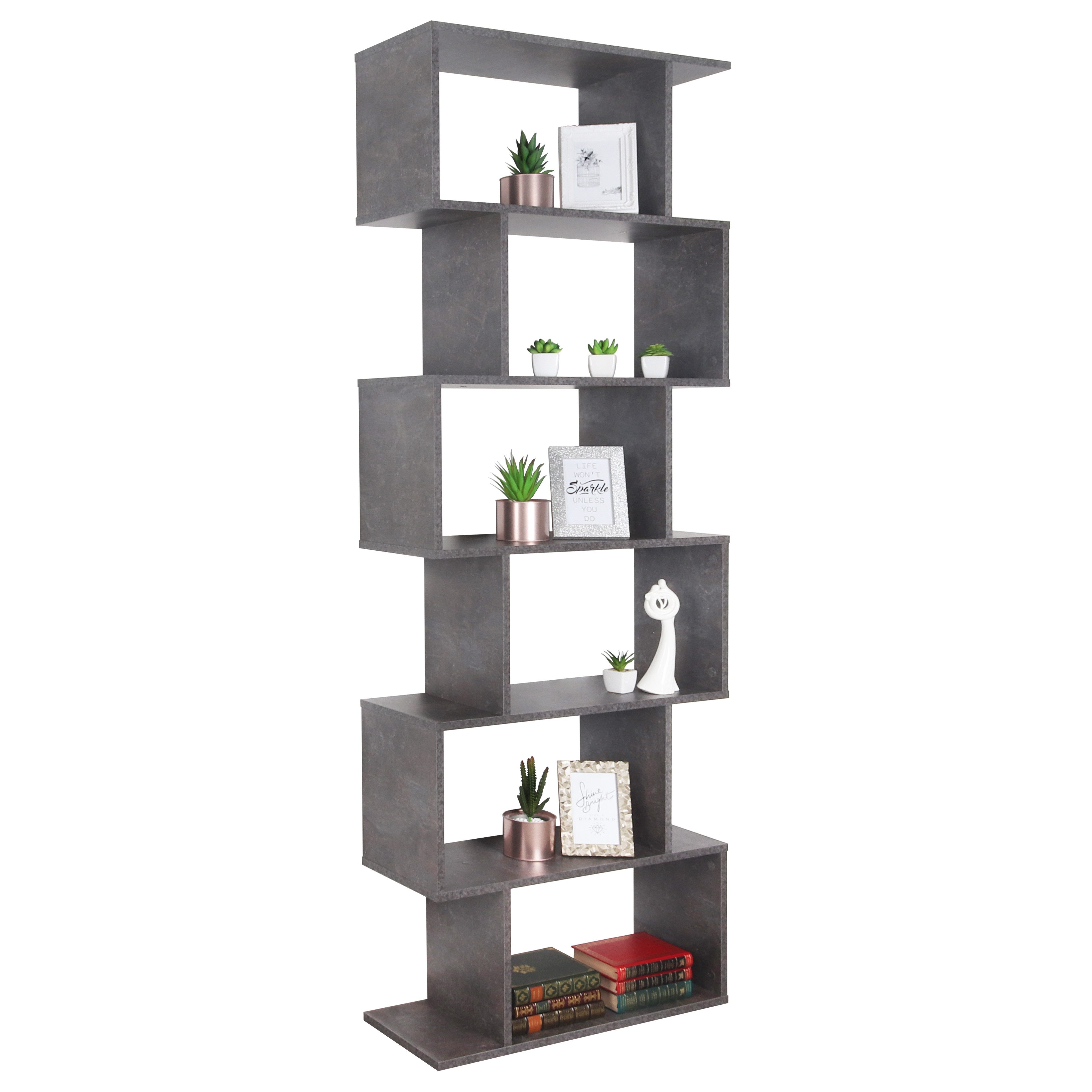 RICOO Raumteilerregal WM070-BG, 1-tlg., hohes Regal schmal, Raumteiler Bücherregal Standregal