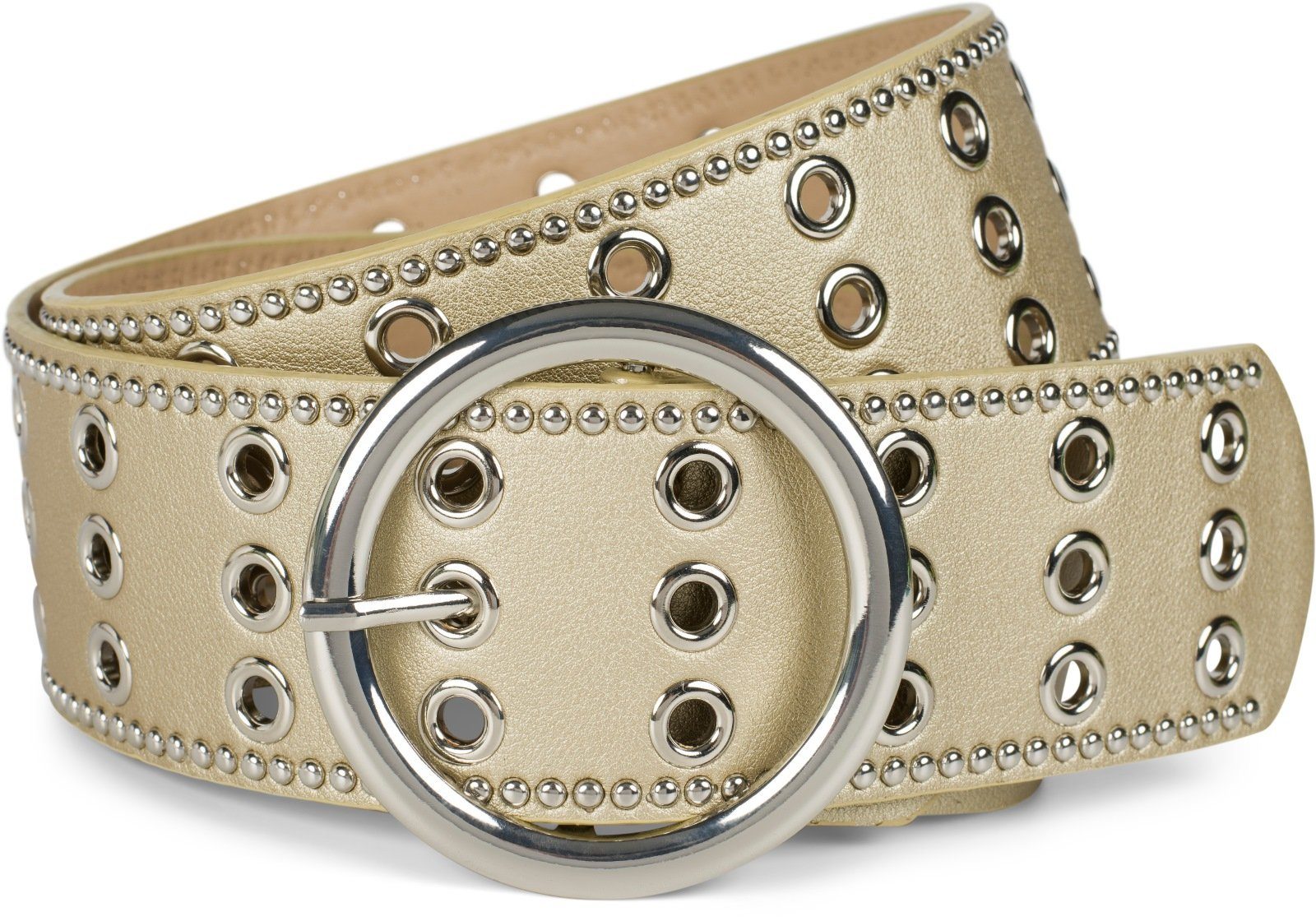styleBREAKER Nietengürtel Breiter Taillengürtel mit Lochnieten günstig online kaufen