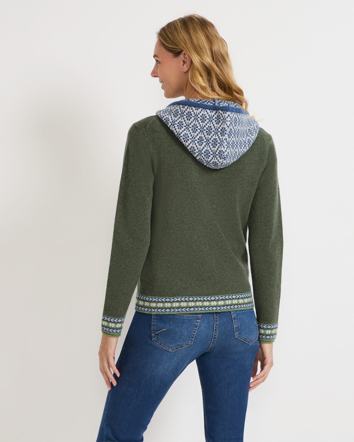 Reitmayer Strickjacke Jacquard-Cardigan mit Kapuze – Bild 5 von 5