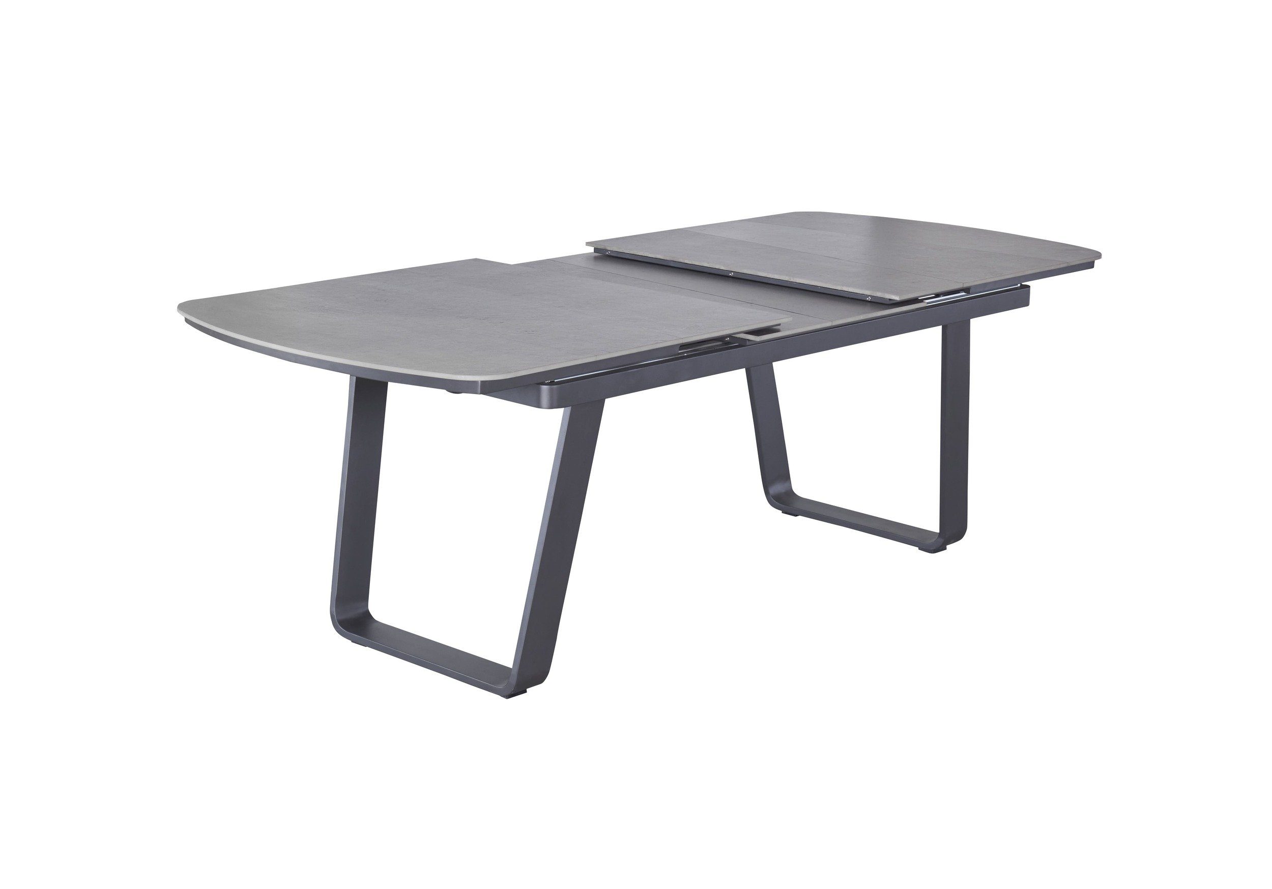 LC Garden Gartentisch Diwo 200/260x100cm grau Aluminium/sintered stone (1-St., 1 Tisch), U-Gestell Ausziehtisch mit Synchronauszug