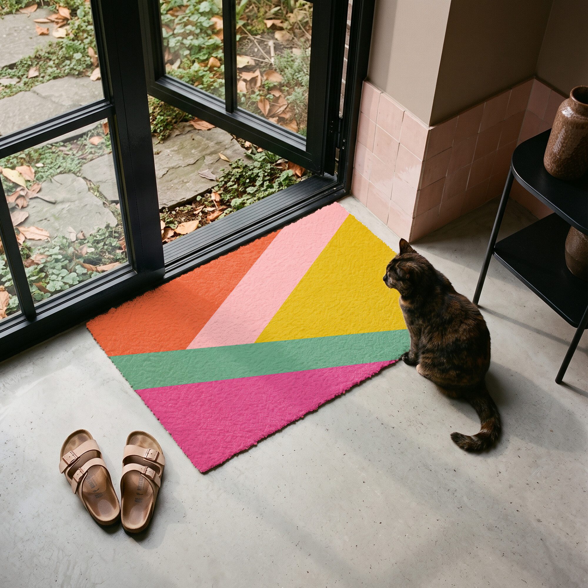 MuchoWow Fußmatte Dreiecke - Bunt - Abstrakt, Rechteckig, innen Schmutzfangmatte, Tür, Schmutzfänger Flur, Teppich 60x40 cm – Bild 4 von 5
