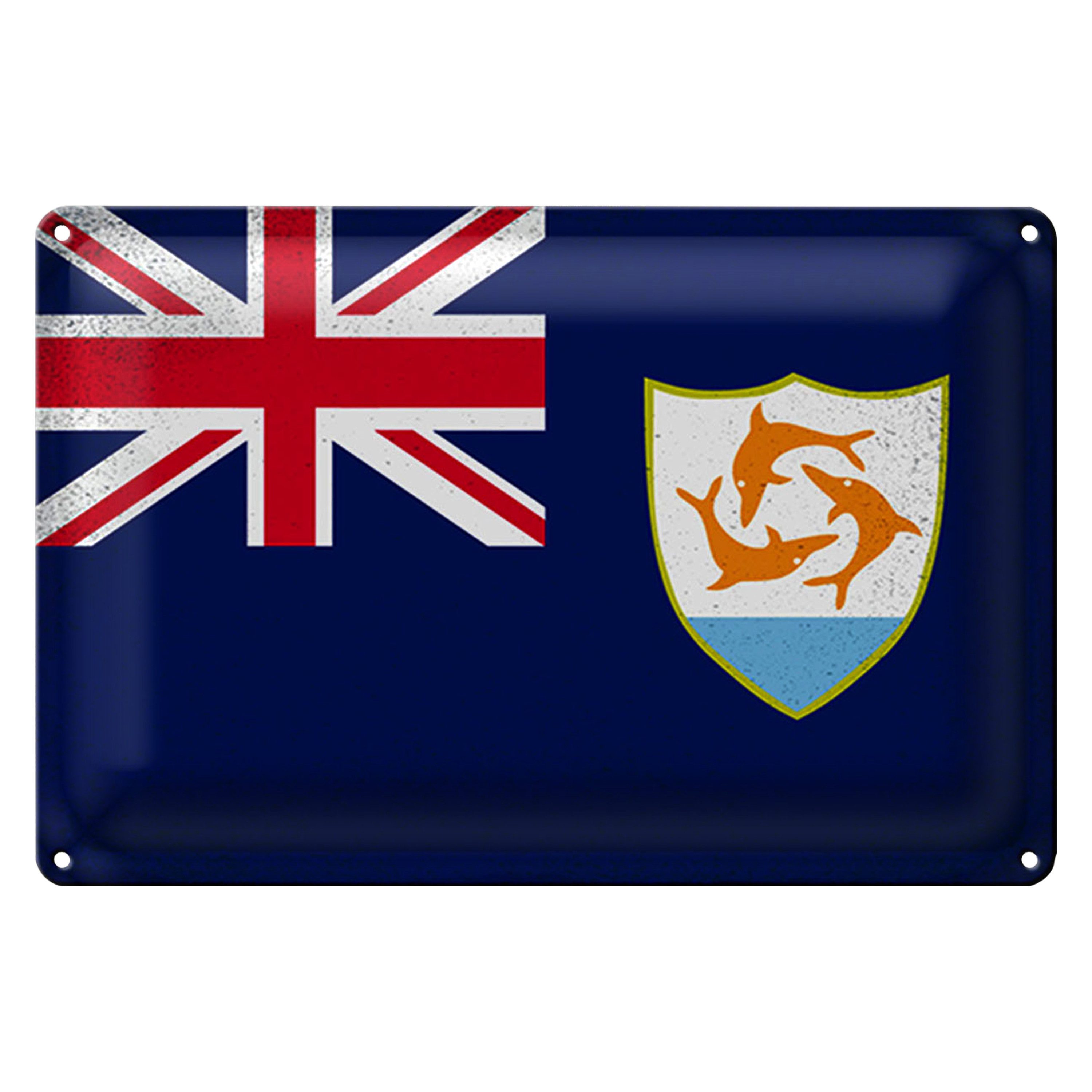 Metallschild Flagge Anguilla 18x12cm Flag Anguilla Vintage