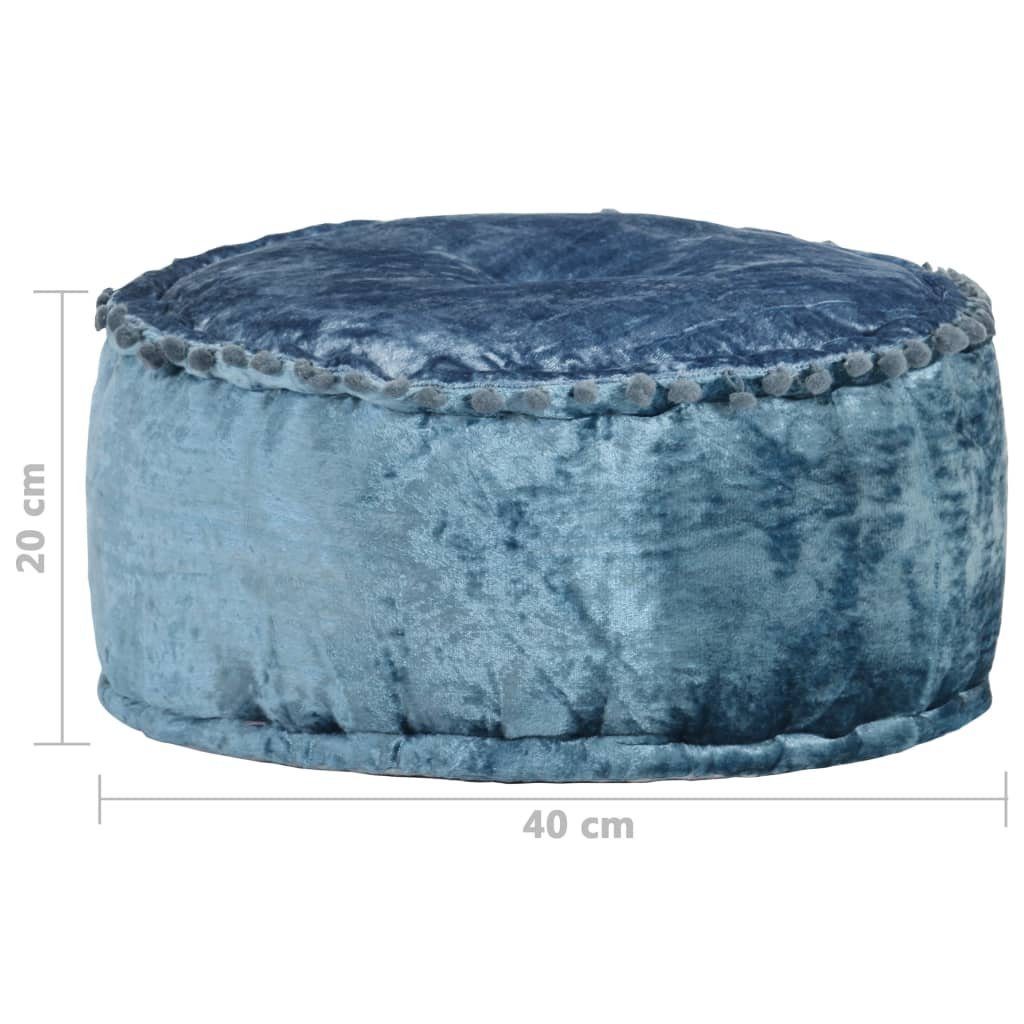 vidaXL Polsterhocker cm 40x20 (1 St) Blau Rund Pouf Samt