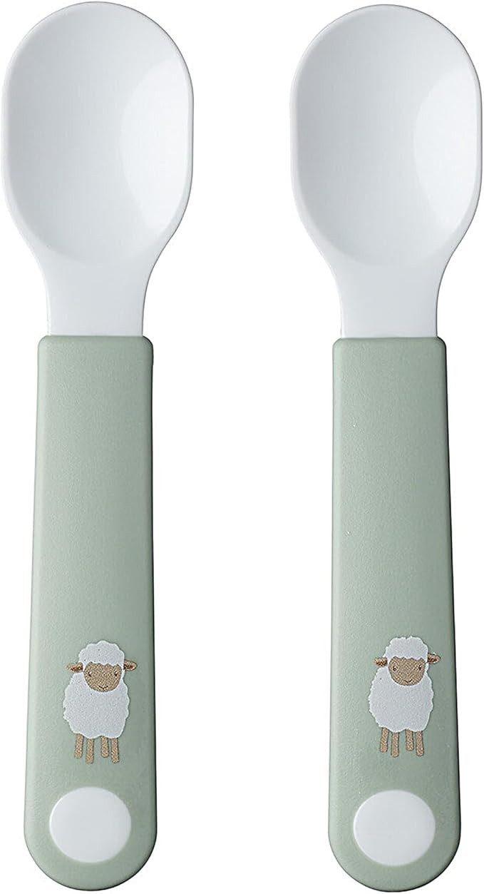 Mepal Kinderbesteck Baby Lernlöffel 2er Set, spülmaschinengeeignet, BPA frei, Little Farm Design, ideal für Kleinkinder, sicheres Lernbesteck