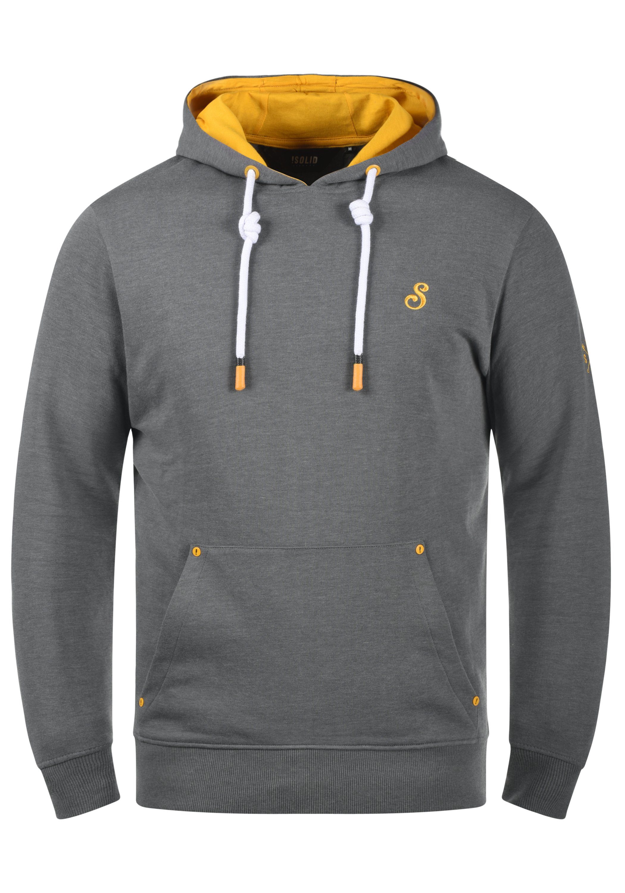 kontrastreichen (1840051) !Solid Melange mit Details farblichen Kapuzensweatshirt Hoodie SDKenan Grey