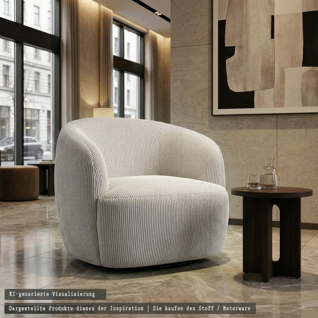 novely® Stoff PORTO - Polsterstoff in Breitcord-Optik - Ultraweicher Möbelstoff, Samtige Haptik, Reißfest, Fusselfrei, Robust, Meterware, 1lfm