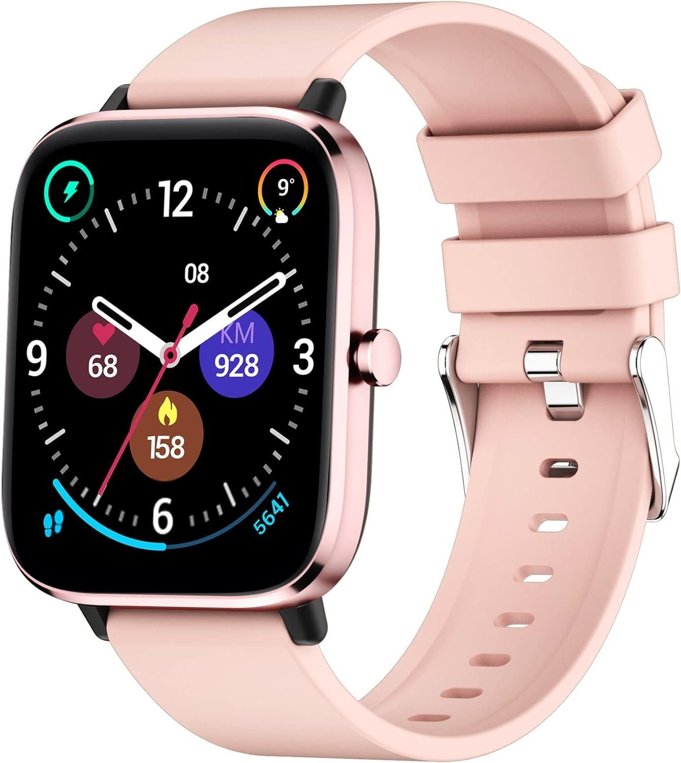 findtime Smartwatch (1,7 Zoll, Android, iOS), mit Fitness Uhr Blutdruck Schritt Kalorienzähler Benutzerdefiniertes