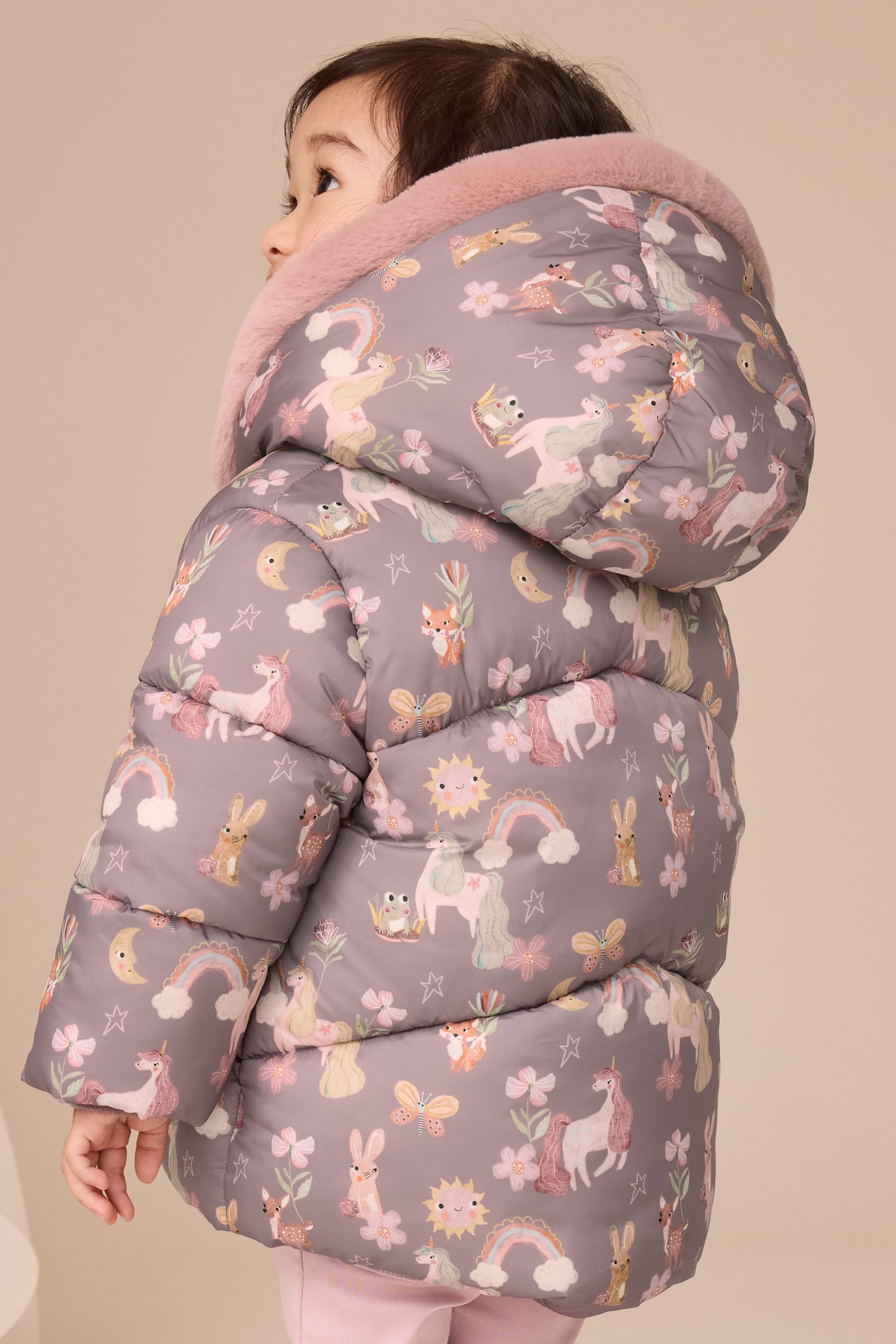 Next Fellimitatmantel Wasserabweisende Steppjacke, Besatz aus günstig online kaufen
