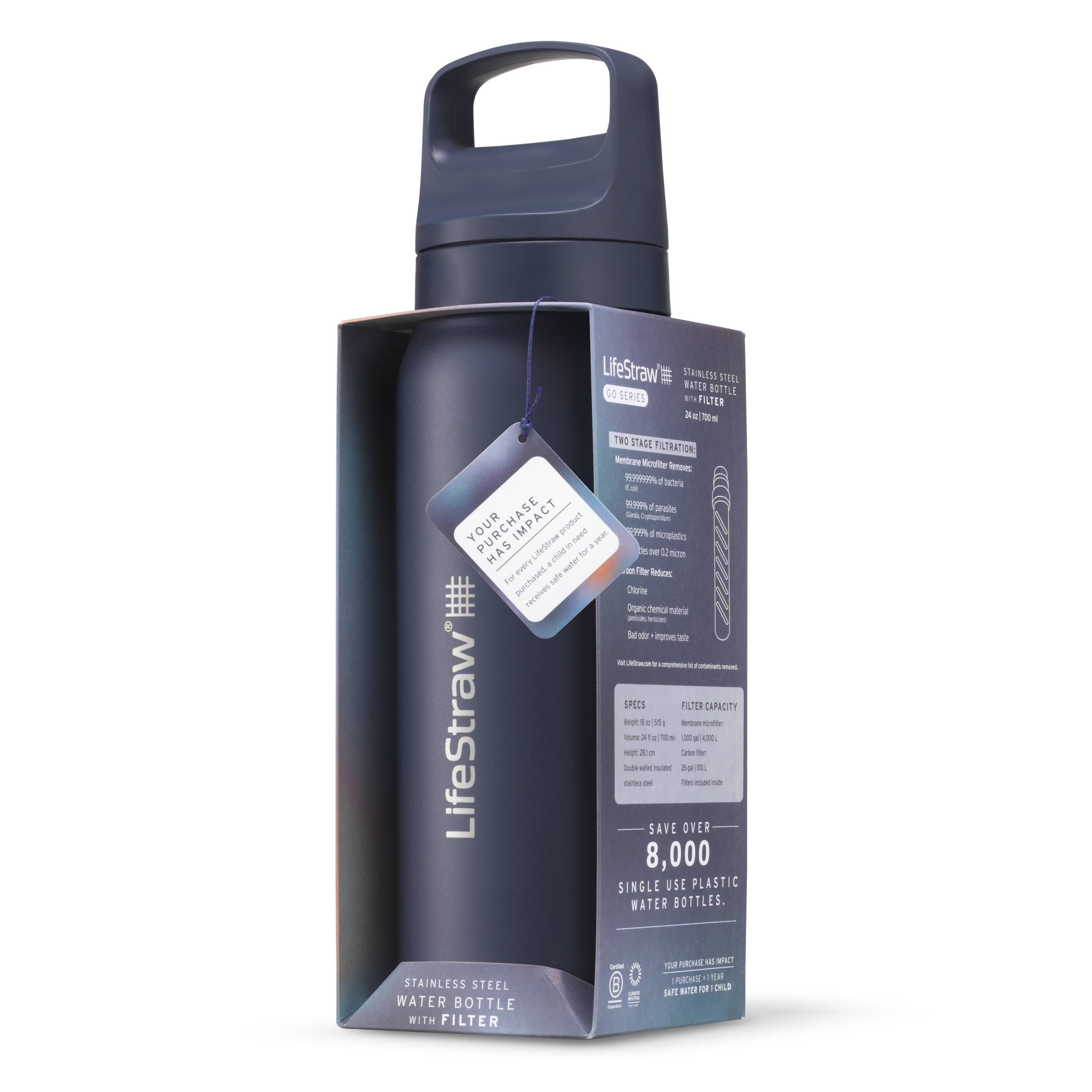 LifeStraw Trinkflasche Go Series Stainless Steel mit Wasserfilter, Verschluss mit