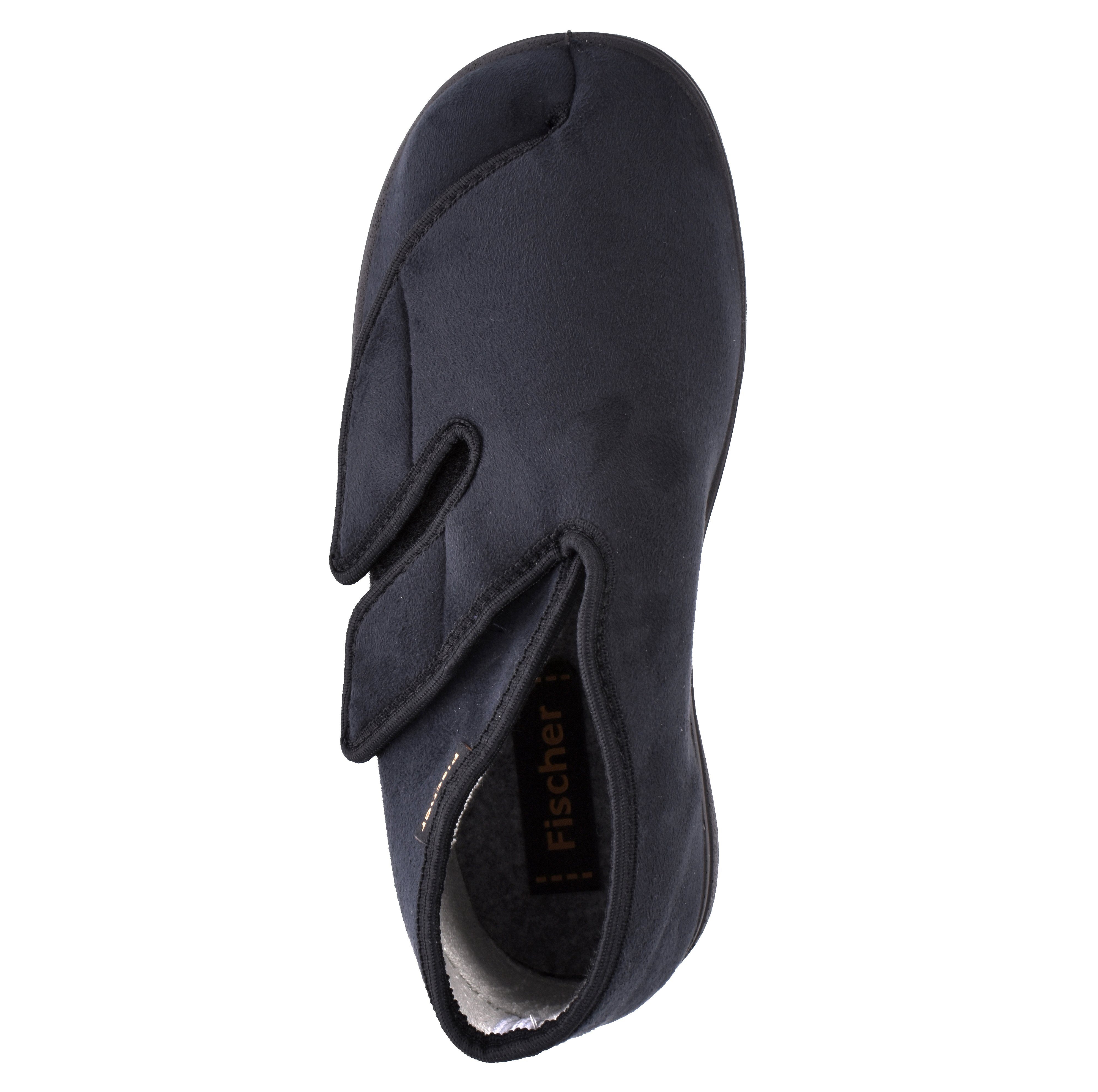 Fischer-Markenschuh Bad Wiessee Hausschuh aus Mircovelour, mit Frotteefutter, Weite L, Einlegesohle herausnehmbar