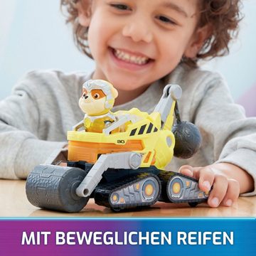 Spin Master Spielzeug-Auto Paw Patrol - Movie II - Basic Themed Vehicles Rubble, Baustellenfahrzeug mit Welpenfigur, Licht- und Soundeffekt