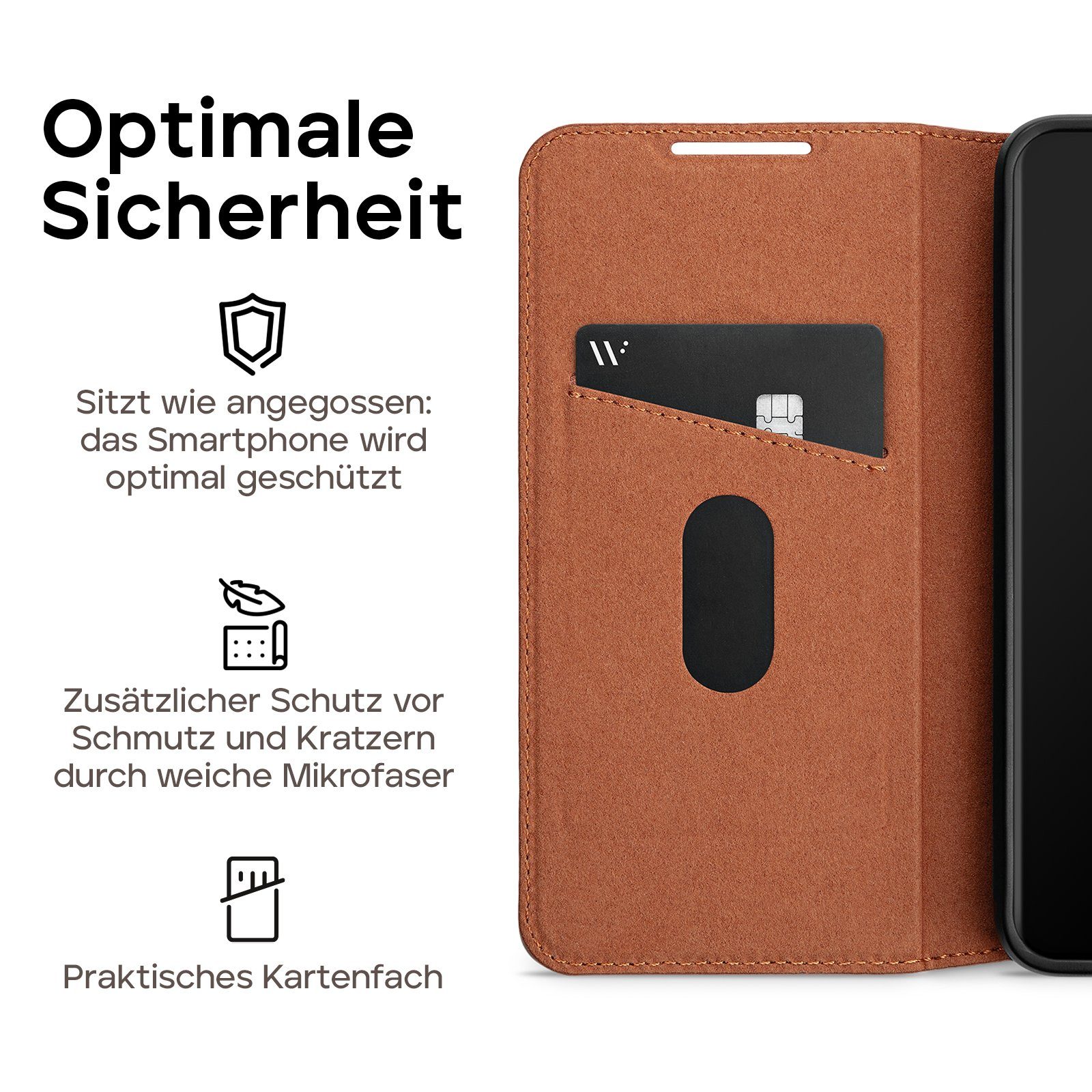 wiiuka Handyhülle suiit MORE Hülle für Samsung Galaxy S22 Ultra, Klapphülle Handgefertigt - Deutsches Leder, Premium Case