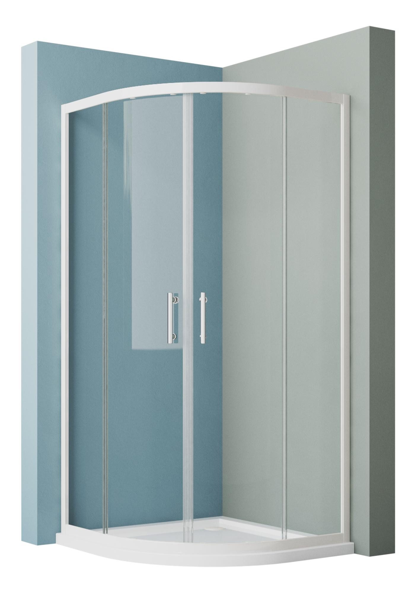 Hopibath Duschwand mit schiebetür Runddusche Eckdusche Weiß 90x90x185cm, 5mm ESG, (Duschkabine, Weiß), 16 Türrollen, Schnellfreigabefunktion, Magnetverschluss