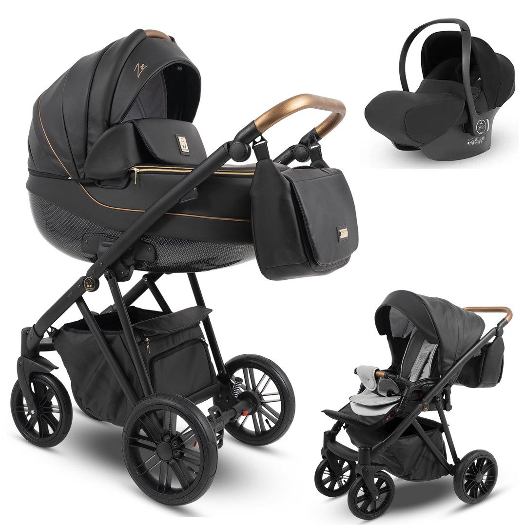 BabyMerc Kombi-Kinderwagen Vip Lux 4 in 1 inkl. Sportsitz, Autositz und Zubehör in 8 Farben
