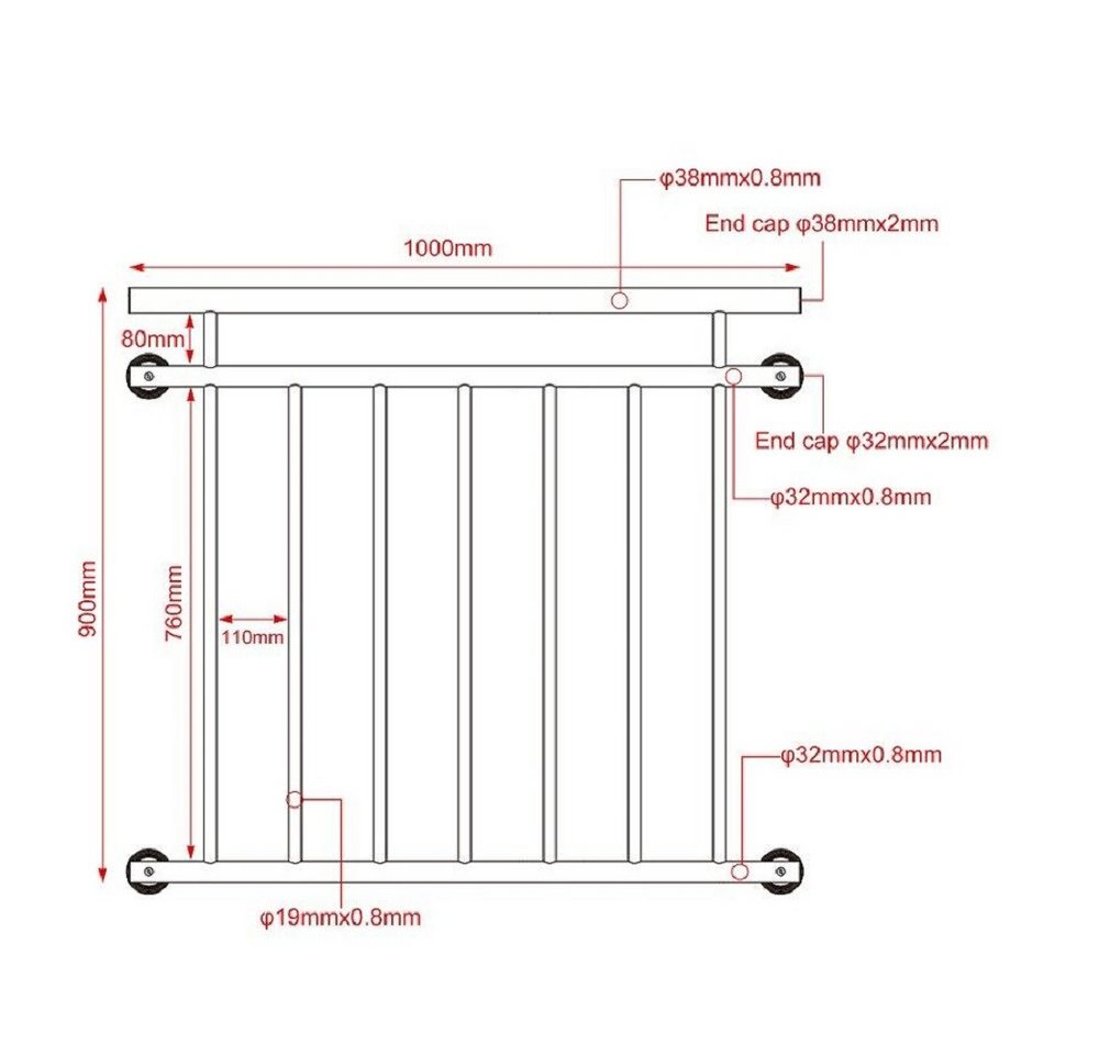 Thumbnail - Apex Brüstungsgeländer Balkongeländer Fenster Geländer Edelstahl Französischer Balkon, 100 cm Länge