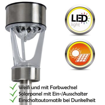 Bestlivings LED Solarleuchte Solarlampe-04566, LED fest integriert, Bunt, Kaltweiß, LED fest integriert, Bunt, Kaltweiß, Solarlampe(ca.37cm hoch)LED-Lampe