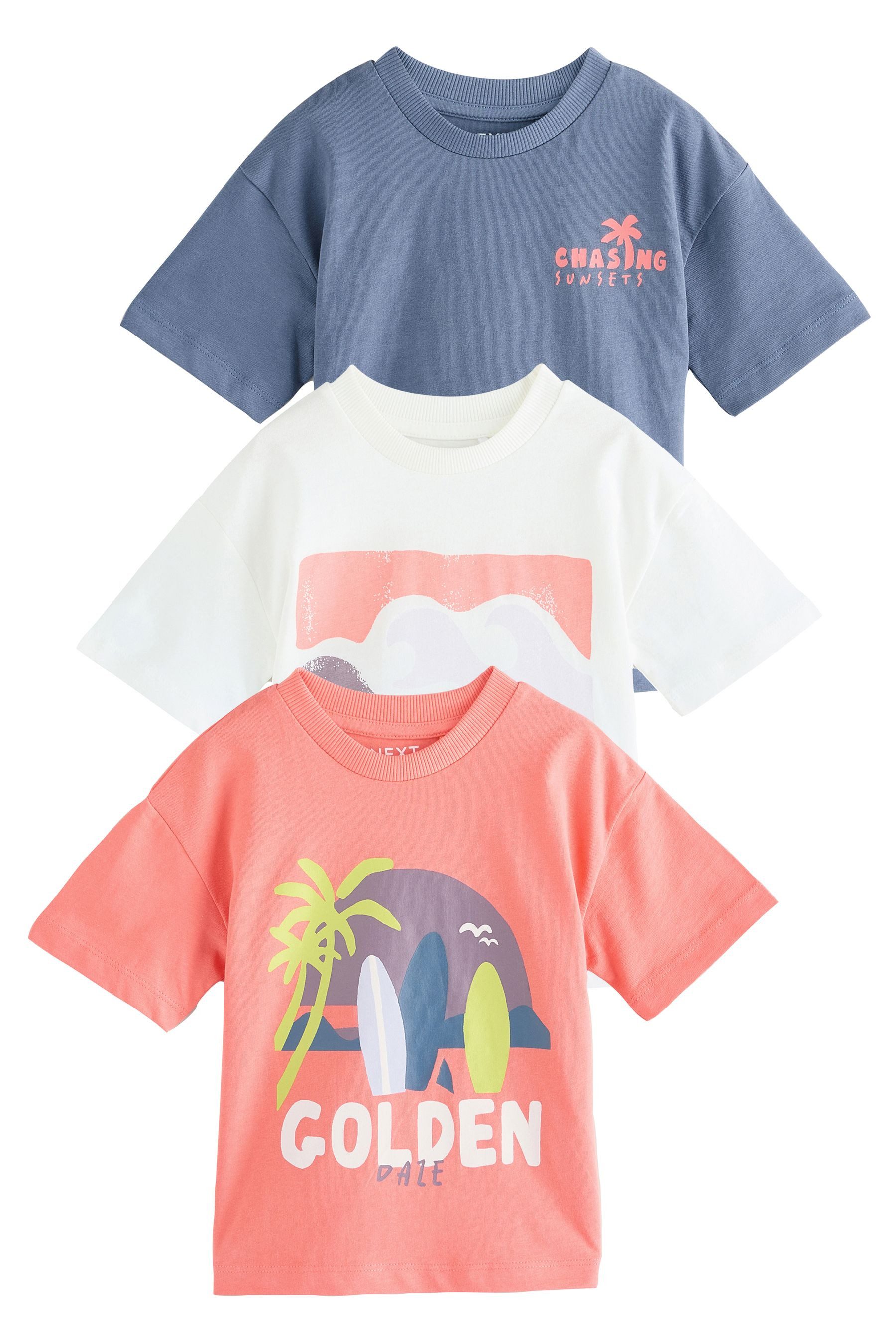 Next T-Shirt 3er-Pack Kurzarm-T-Shirts aus 100 % günstig online kaufen