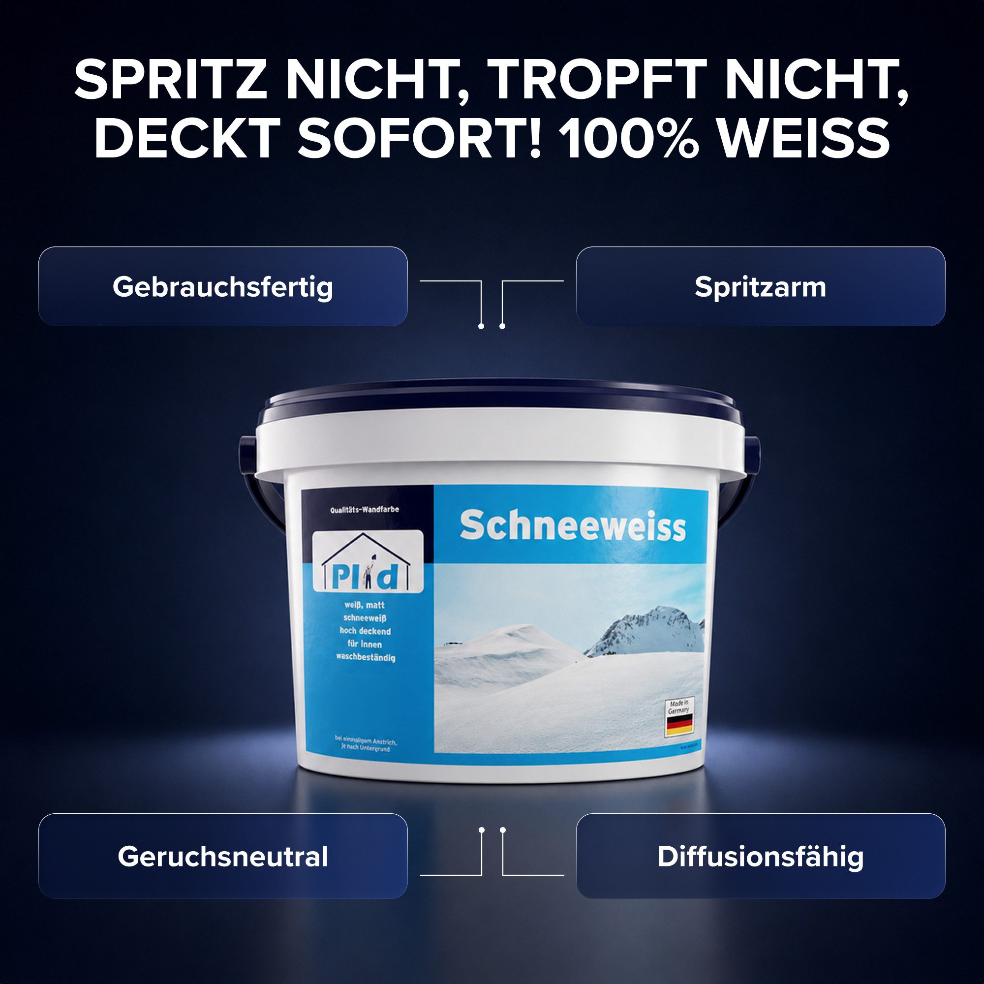 plid Wandfarbe Plid Schneeweiß Wanfarbe innen - Deckenfarbe - Polarweiß - Innenfarbe, Gute Deckkraft, wenig spritzen