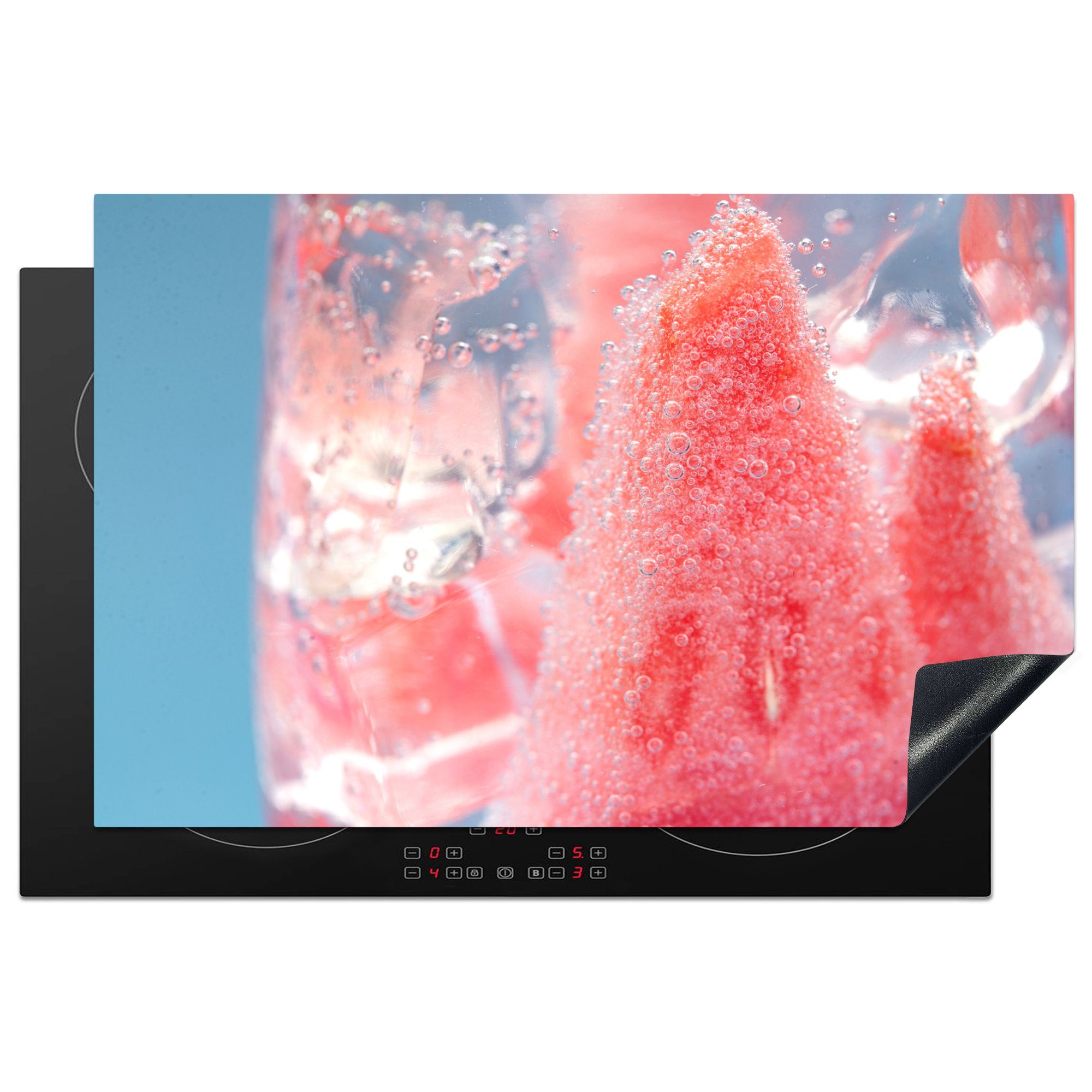 MuchoWow Herdblende-/Abdeckplatte Melone - Wasser - Blase, Vinyl, (1 tlg), 81x52 cm, Induktionskochfeld Schutz für die küche, Ceranfeldabdeckung