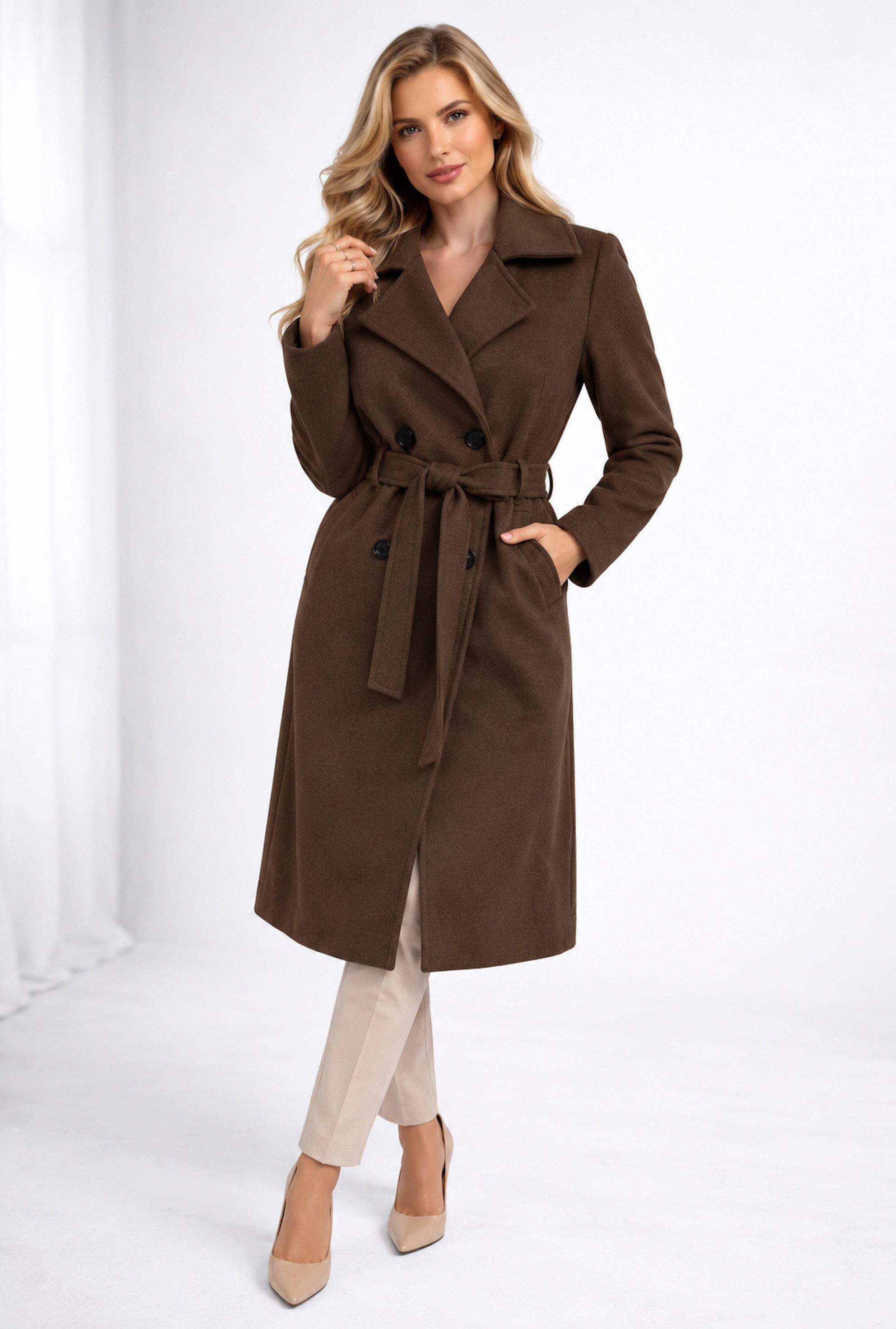 Worldclassca Trenchcoat Worldclassca DamenTrenchcoat Mantel mit Gürtel Reverskragen Uni Neue Kollektion - Stilvolle und gemütliche Mode für Damen