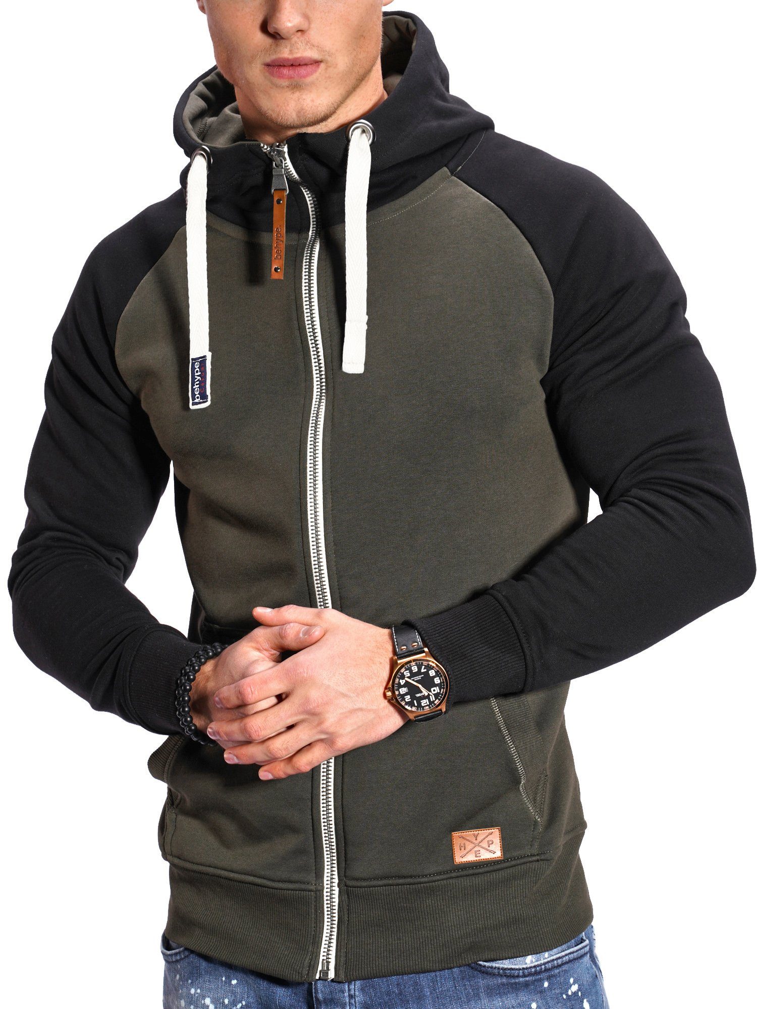 behype Kapuzensweatjacke BHSILA im Color-Block Stil günstig online kaufen