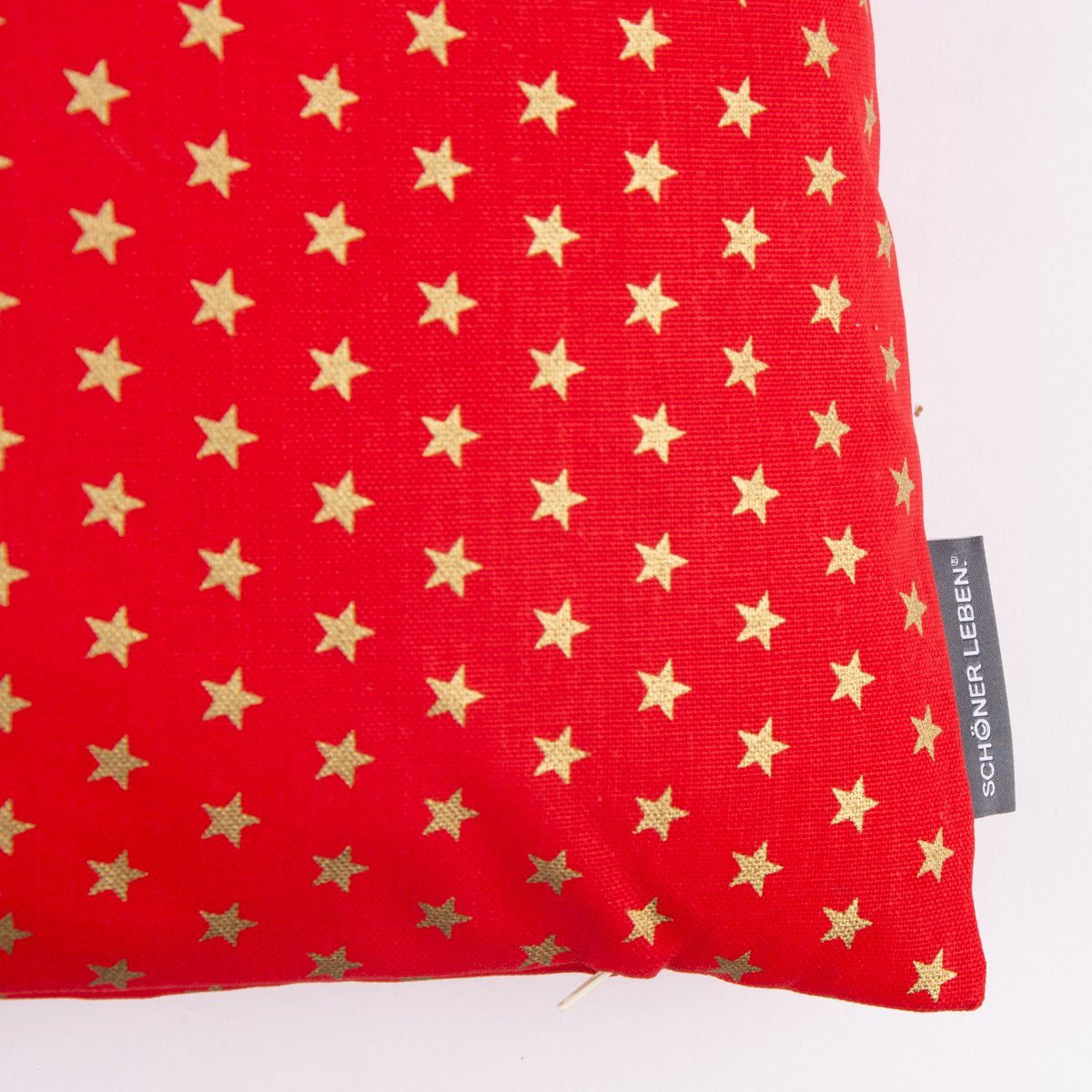 SCHÖNER LEBEN. Dekokissen SCHÖNER Sterne goldfarbig Weihnachten Kissenhülle 50x50cm LEBEN. rot