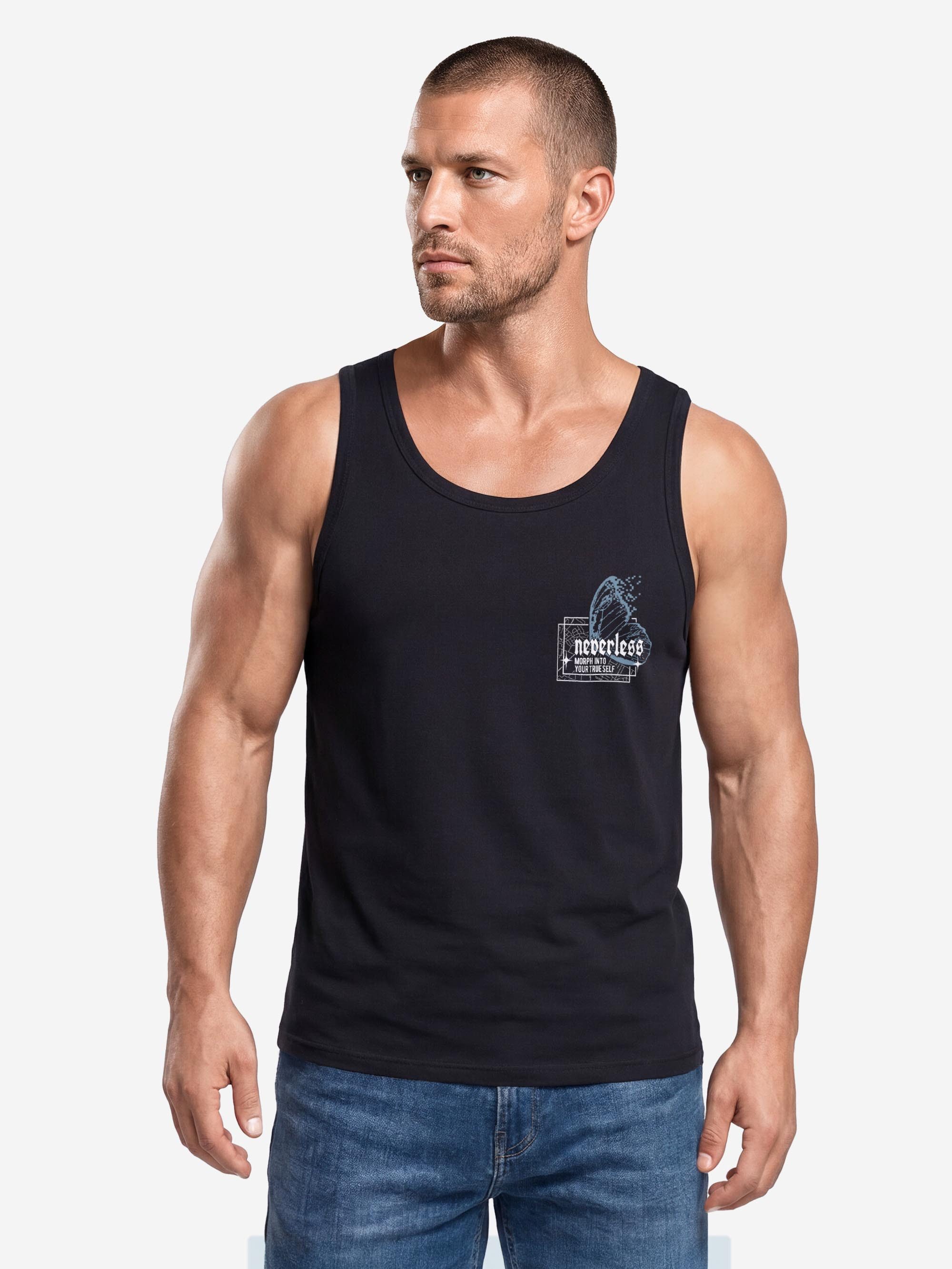 Neverless Tanktop Tanktop Herren mit Grafik-Print - Design Butterfly Morph - mit Print