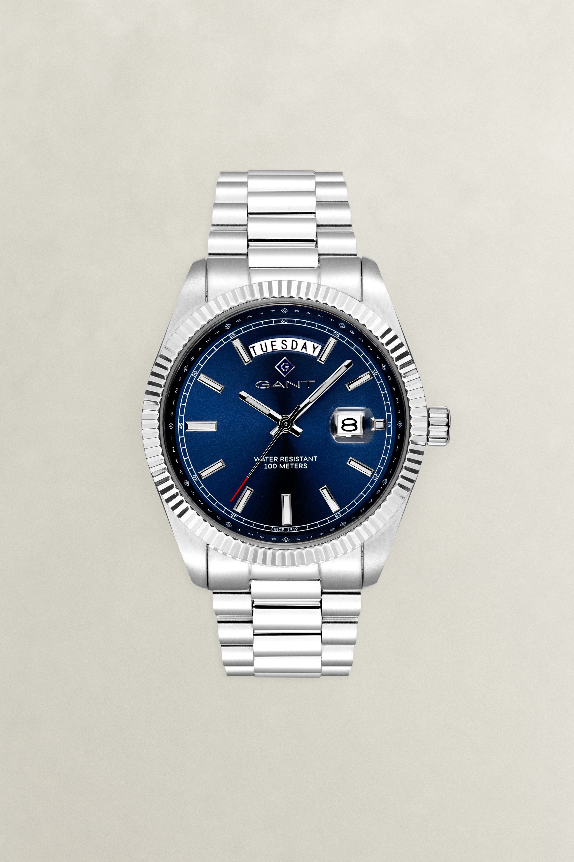 Gant Quarzuhr F-fax G189002, Armbanduhr, Herrenuhr, Edelstahlarmband, analog, Tag, Wochentag