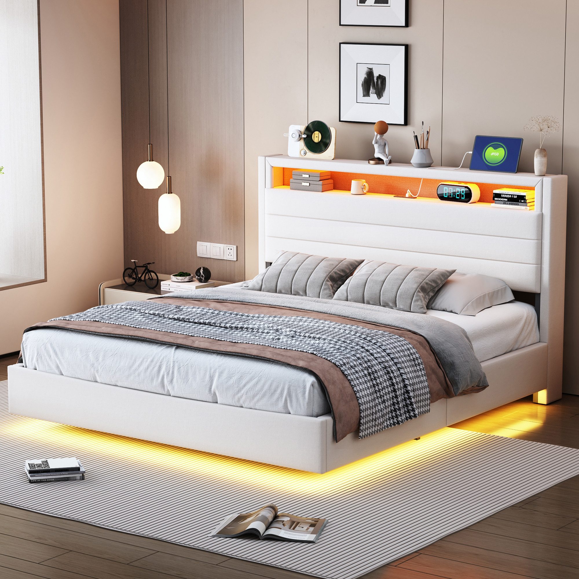HAUSS SPOLE Polsterbett 140x200cm mit USB-Steckdose günstig online kaufen
