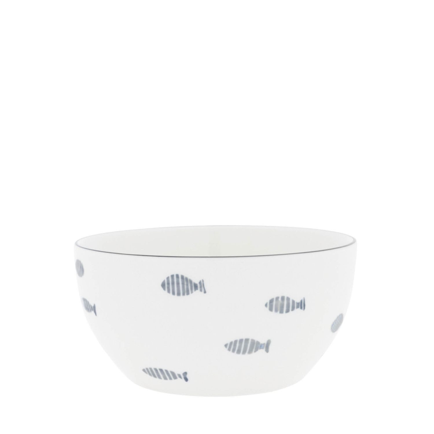 Bastion Collections Müslischüssel Iris Blue, Keramik, Spülmaschinengeeignet, Weiß, Fische, H: 7cm