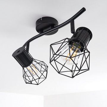 hofstein Deckenleuchte »Pomari« Deckenlampe aus Metall in Schwarz, ohne Leuchtmittel, E27, Spot in Gitter-Optik und Lichteffekt an der Decke