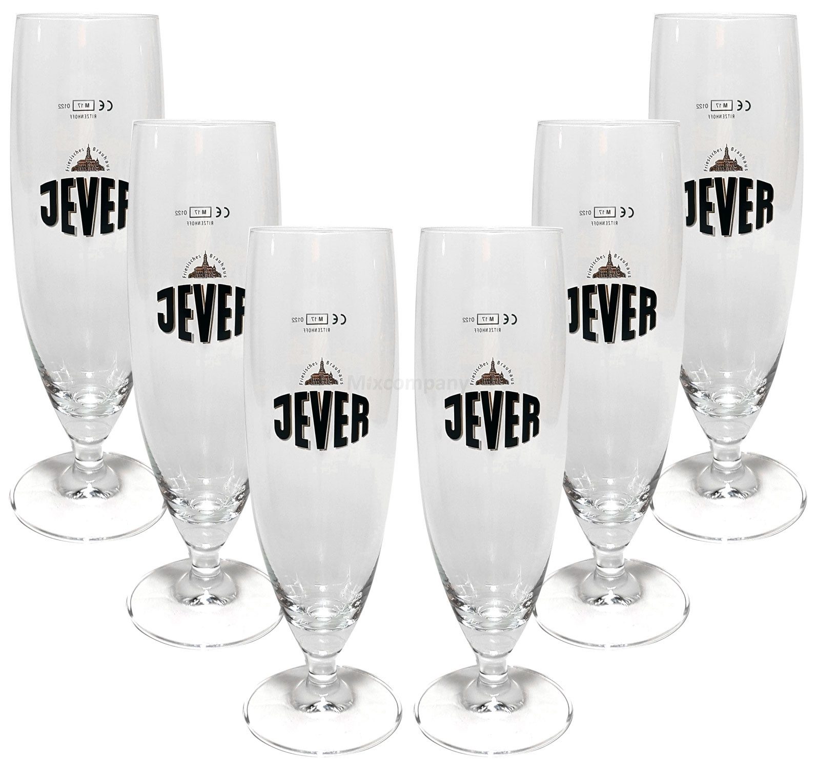 Gläser-Set Jever Bierglas Bierpokal Glas Gläser-Set - 6x Pilstulpen 0,3l geeich