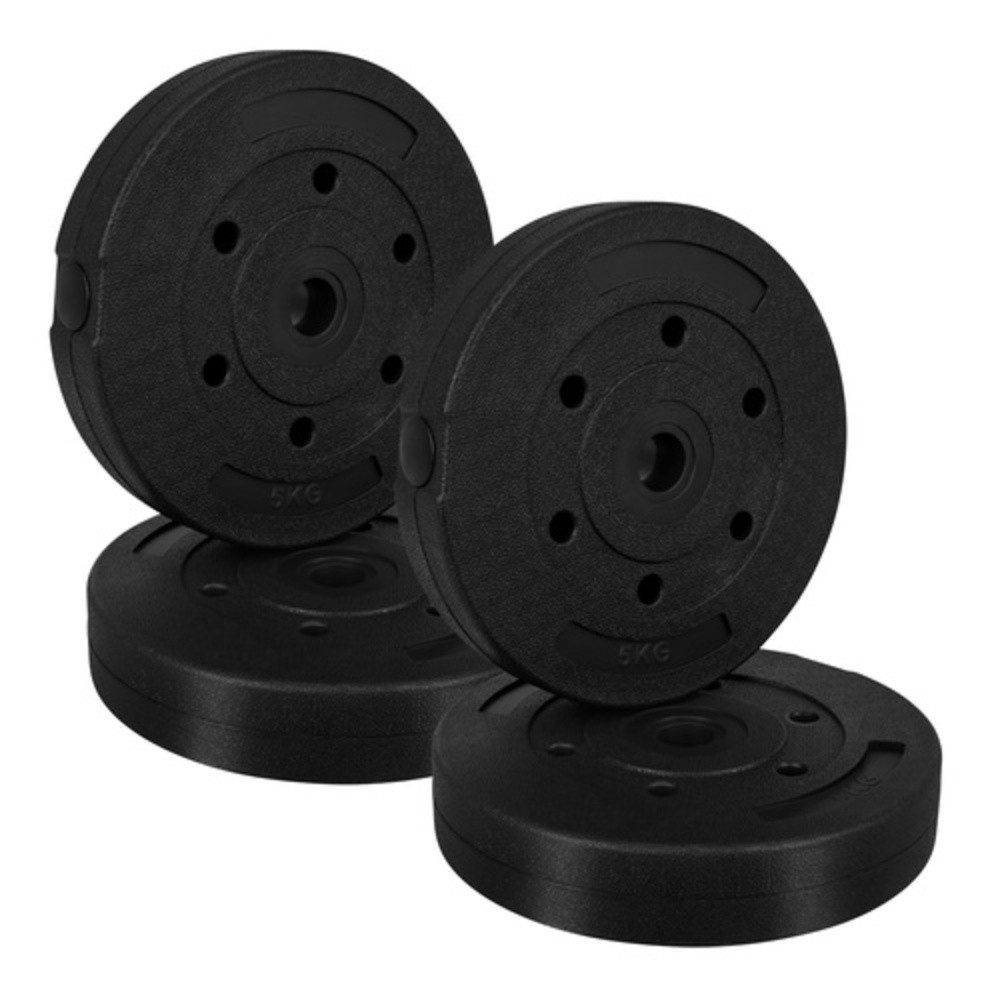 Trizand Hantelscheiben Gewicht 4x5 kg Bitumenscheiben, 20 kg, (Spar-Set, 4-tlg., Universell), Dank der 26 mm Bohrung passen die schwarzen Gewichtsscheiben